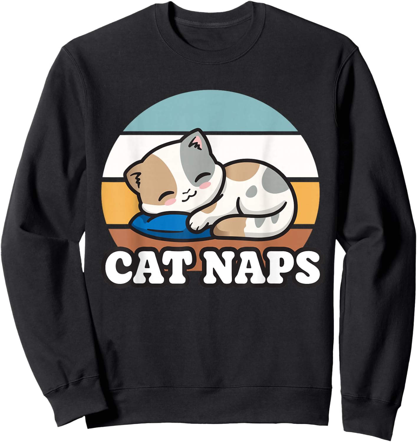 Kitty Lover Gift, Nap Sleepy, Cute Kawaii Cat Naps Sweatshirt - Sweatshirt | Black