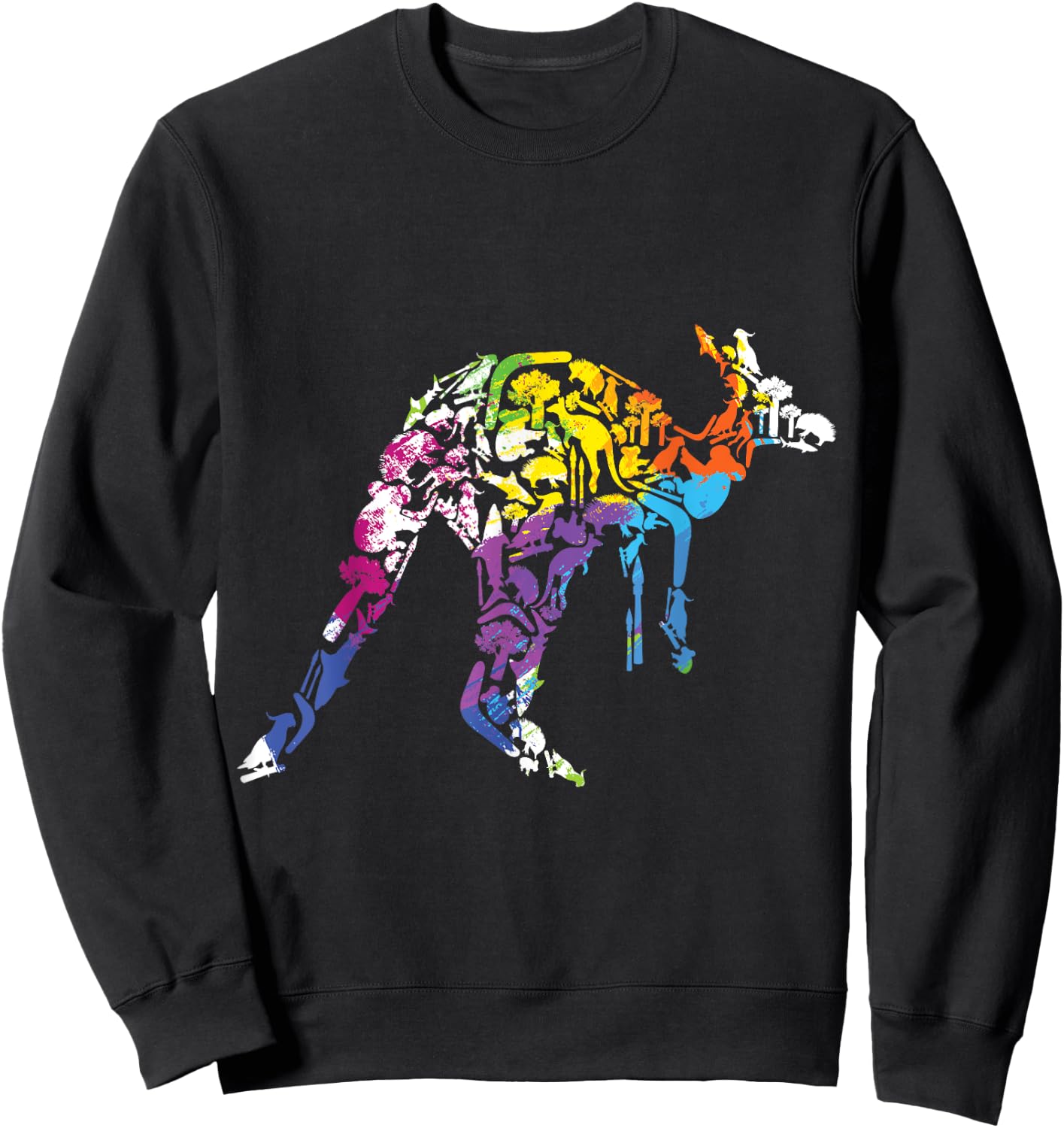 Nature Lovers Australia Wild Animals Kangaroo Sweatshirt - Sweatshirt | Black