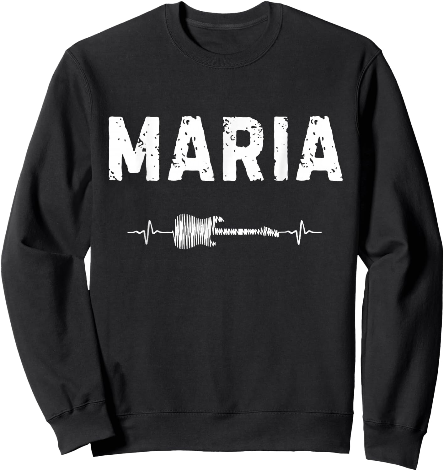 Maria Guitar Heartbeat Music Guitarist Retro Vintage Sweatshirt - Sweatshirt | Black