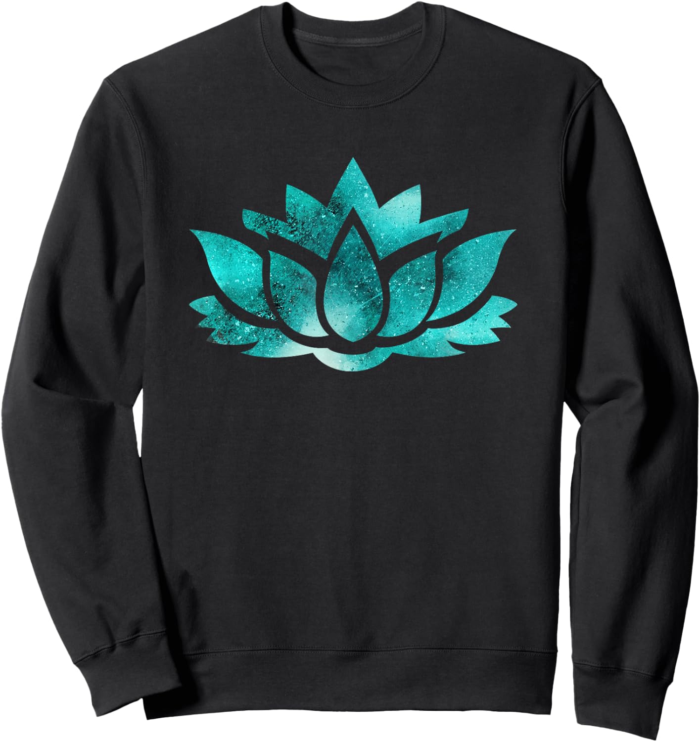 Lotus Flower Yoga Spiritual Dreamy Teal Colorful T Shirt Sweatshirt - Sweatshirt | Black