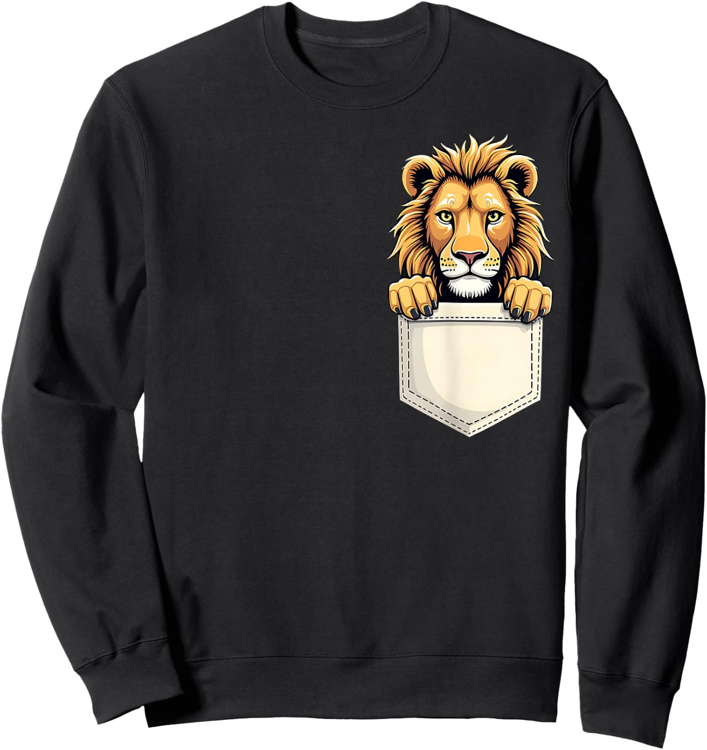 Kids Funny Animal Lion Pocket Boys Girls Toddler Cute Zoo Sweatshirt - Sweatshirt | Black