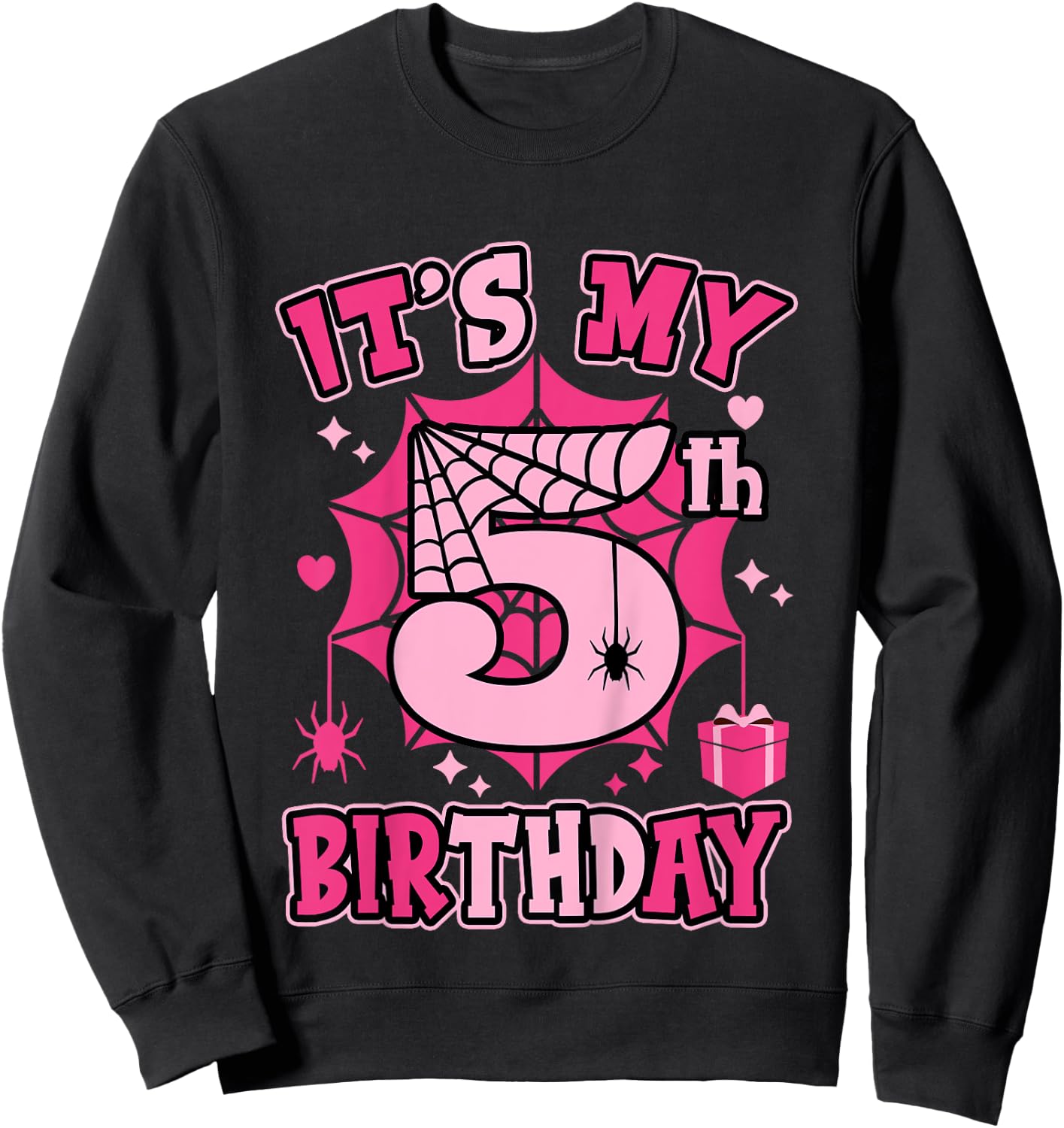 Kids It's My 5th Birthday Spider Girl Costume Party 5 Year Old Sweatshirt - Sweatshirt | Black
