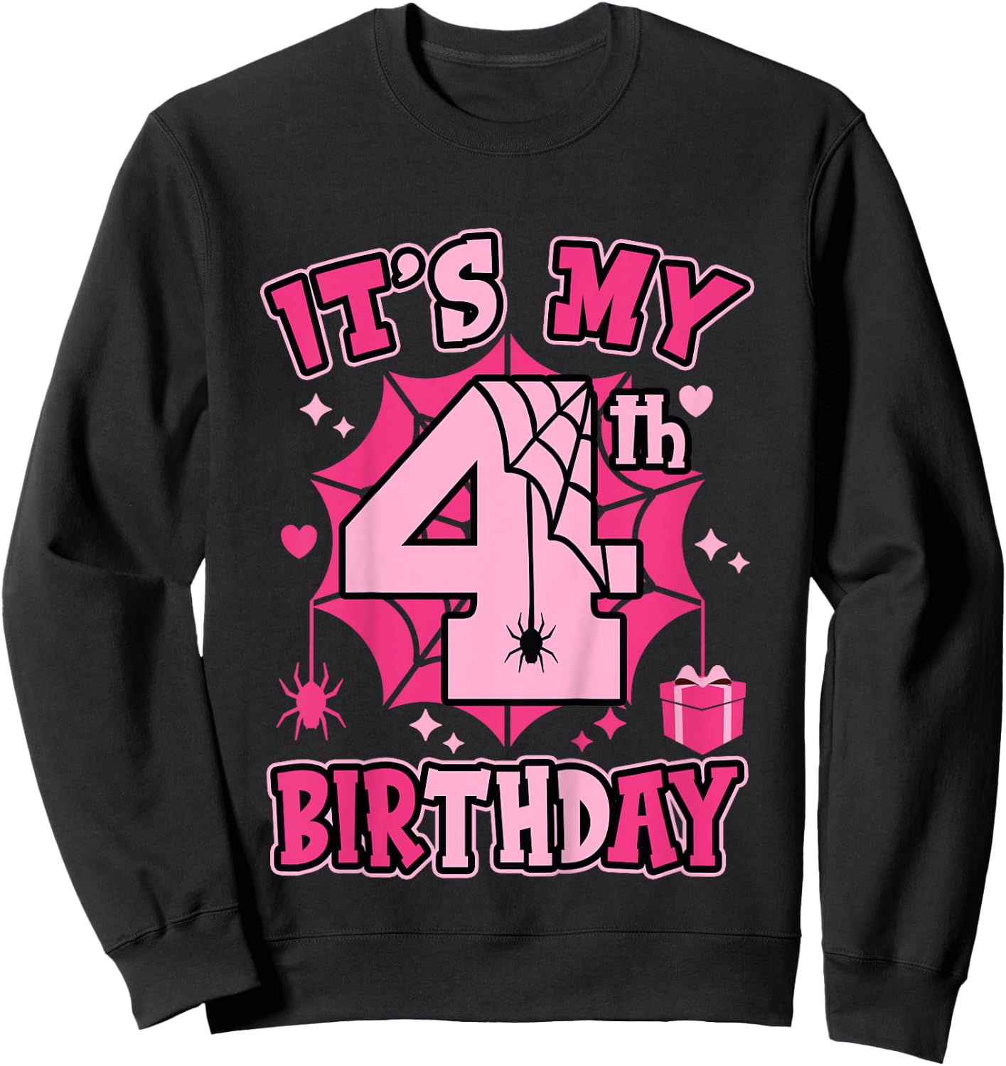 Kids It's My 4th Birthday Spider Girl Costume Party 4 Year Old Sweatshirt - Sweatshirt | Black