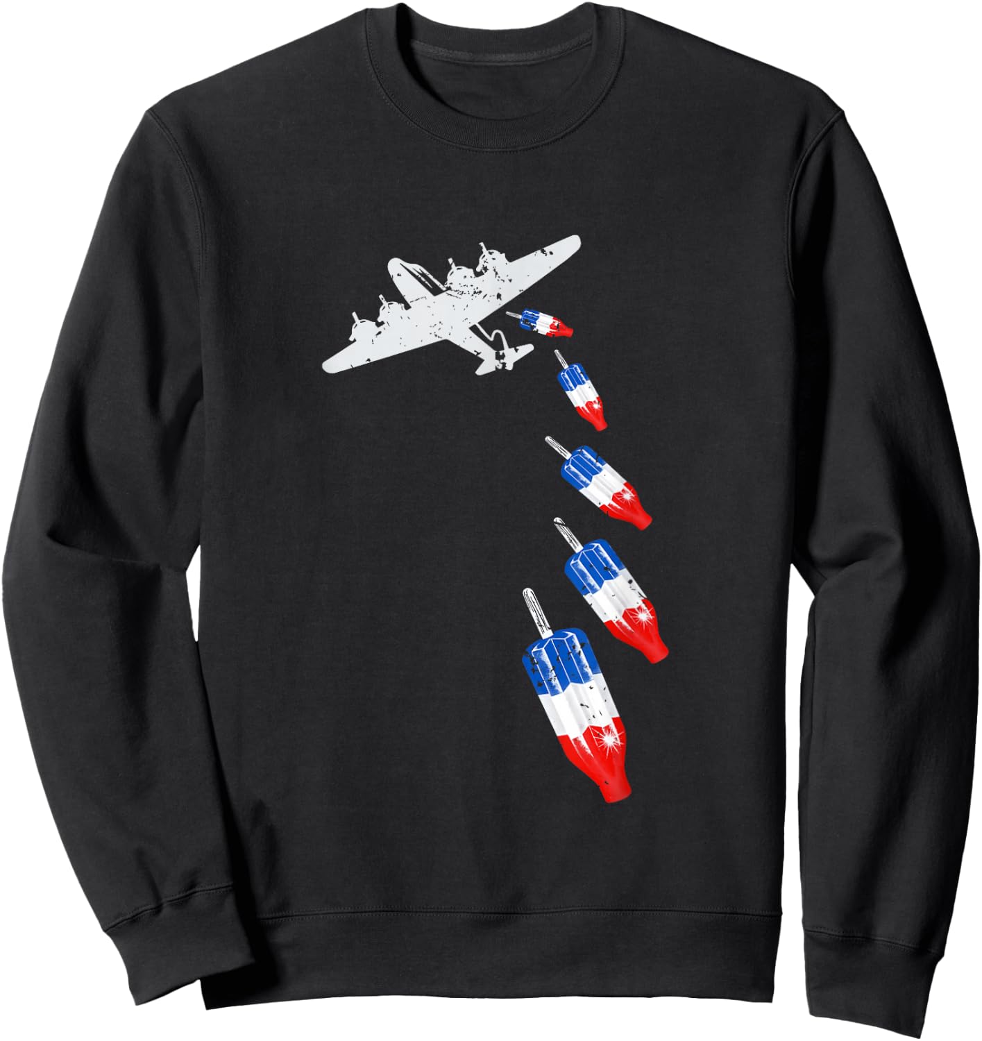 Vintage Bomb Pops Ice Cream American Flag Remembrance Day Sweatshirt - Sweatshirt | Black