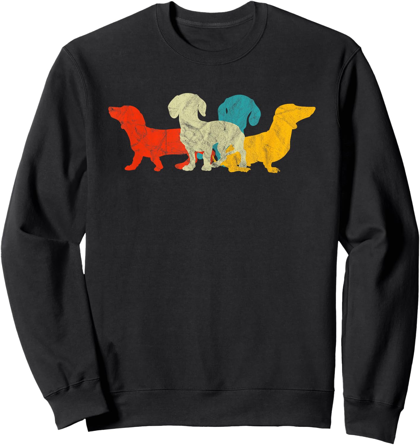 70s Retro Dachshund Gifts Wiener Dog Owner Matching Rescue Men Women Girls Kids Sweatshirt - Sweatshirt | Black