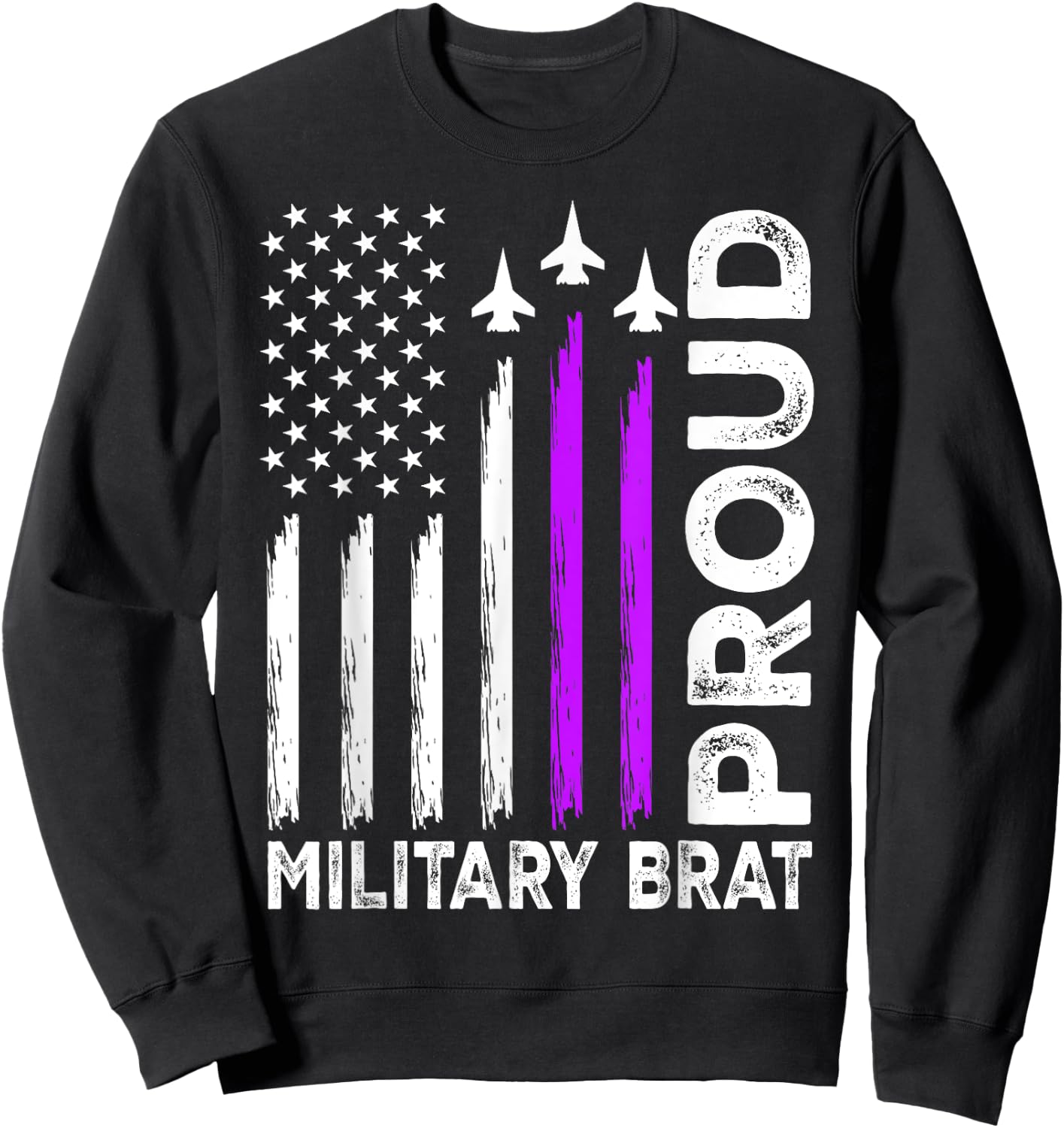 Proud Military Brat Military Child Month Purple Up Sweatshirt - Sweatshirt | Black