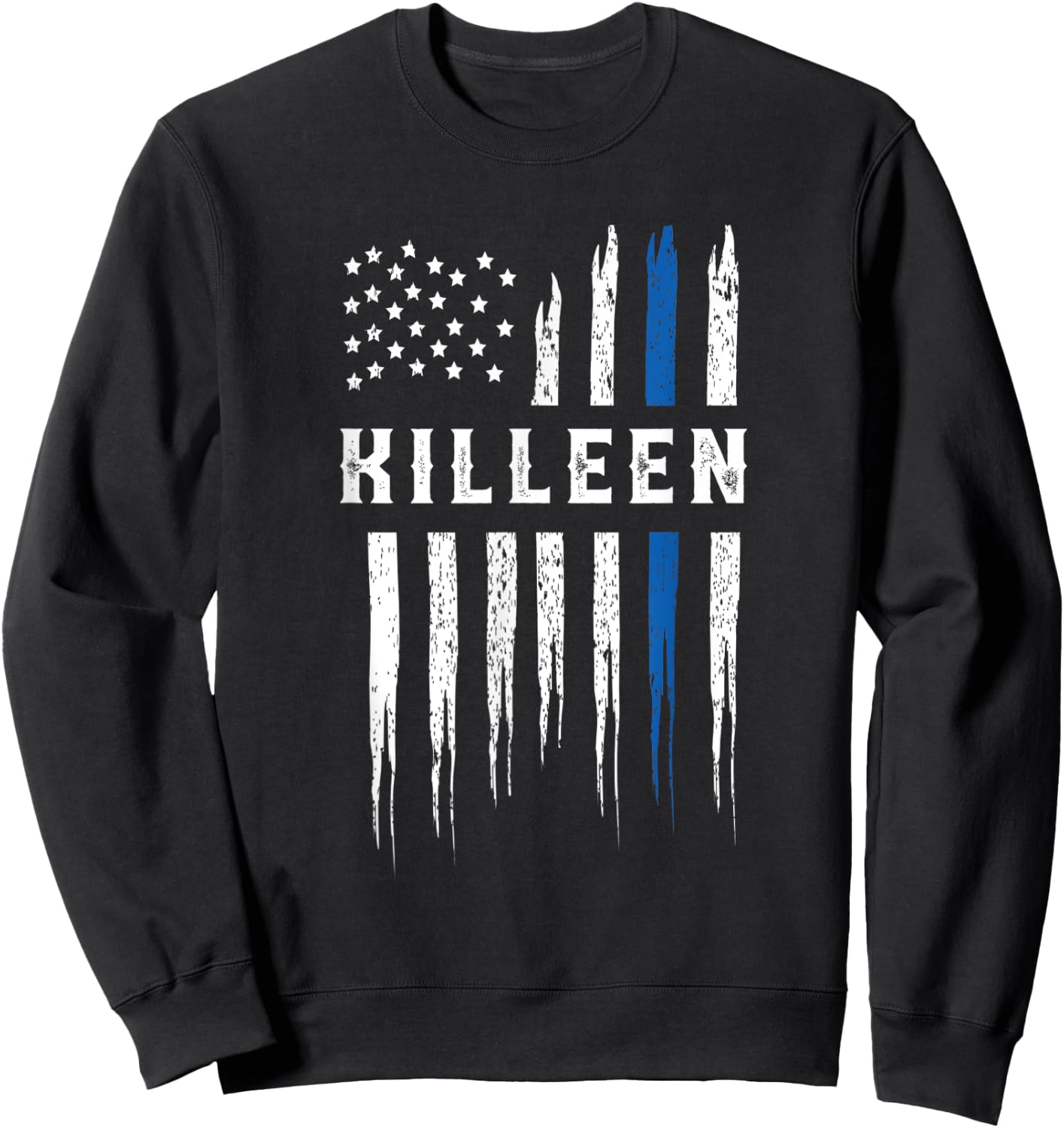 Thin Blue Line Heart Killeen Police Officer Texas Cops Sweatshirt - Sweatshirt | Black
