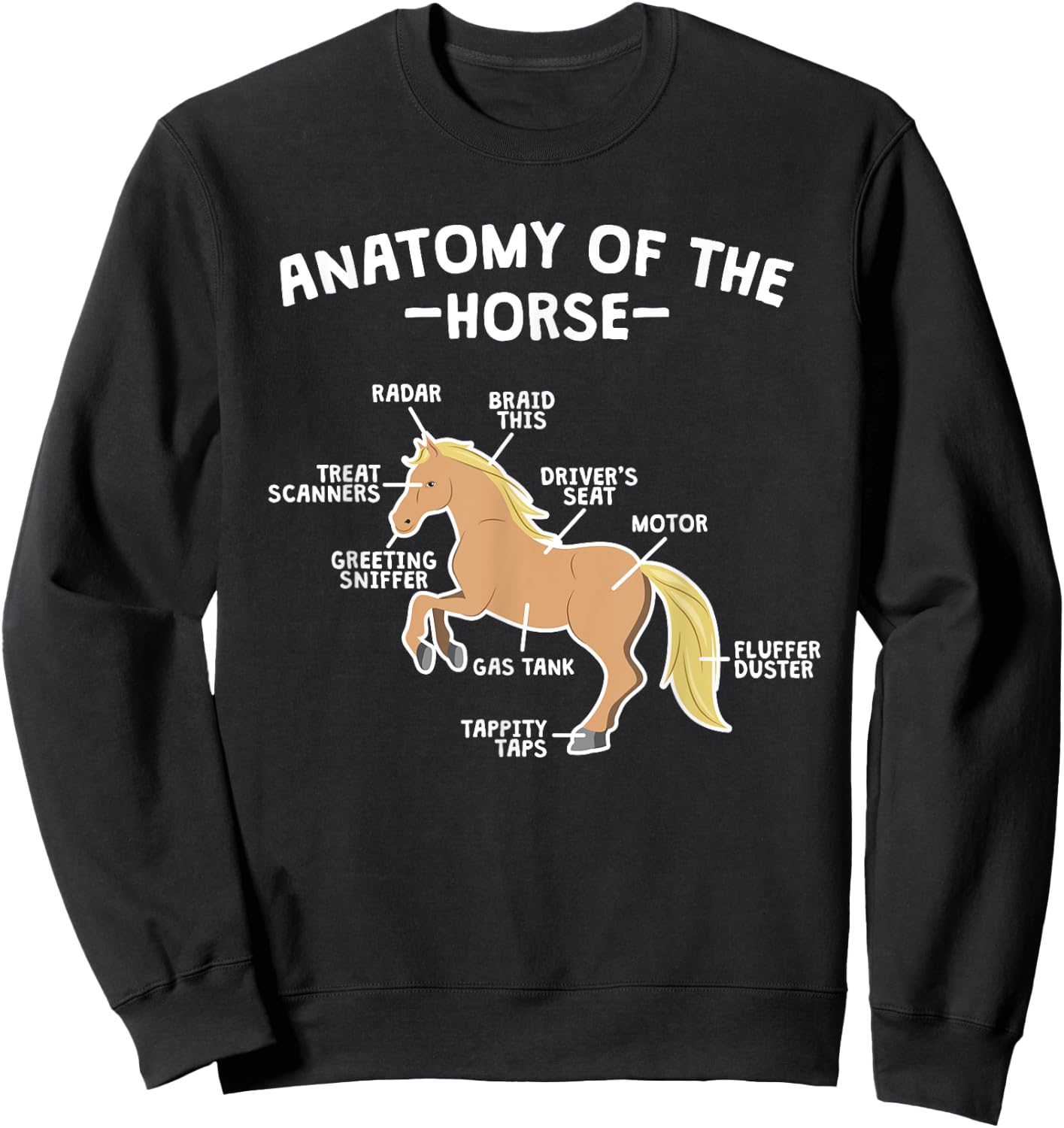 Horse Pun Anatomy Of Horse Horseback Riding Equestrian Quote Sweatshirt - Sweatshirt | Black