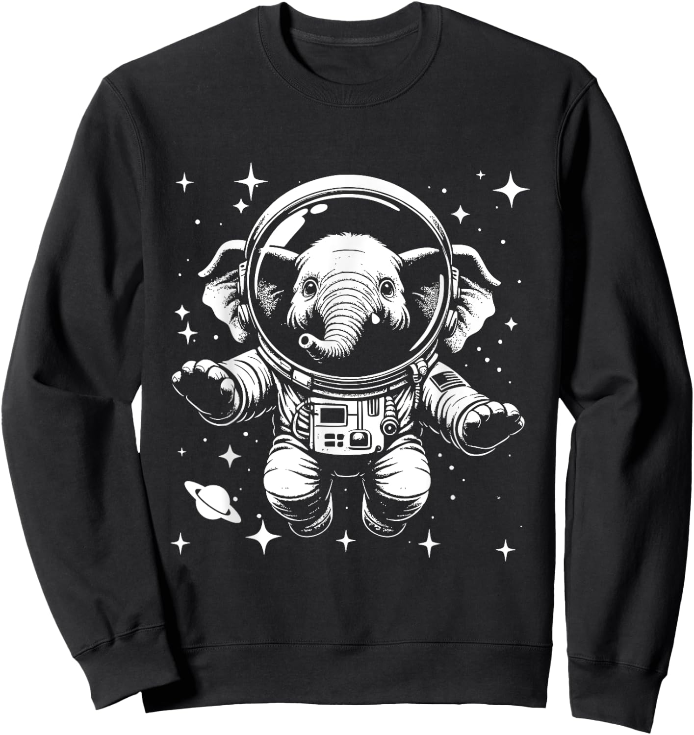 Elephant Dad Mom Space - Astronaut Elephant Sweatshirt - Sweatshirt | Black