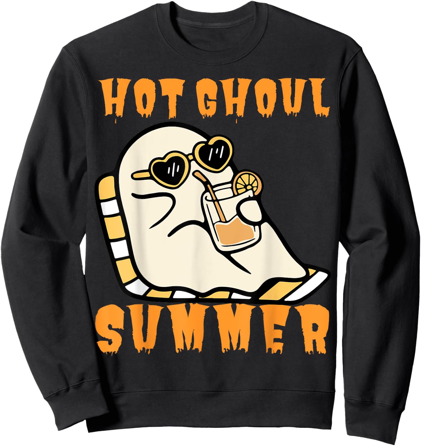 Funny Hot Ghoul Summer Ghost Spooky Beach Halloween Men Women Sweatshirt - Sweatshirt | Black
