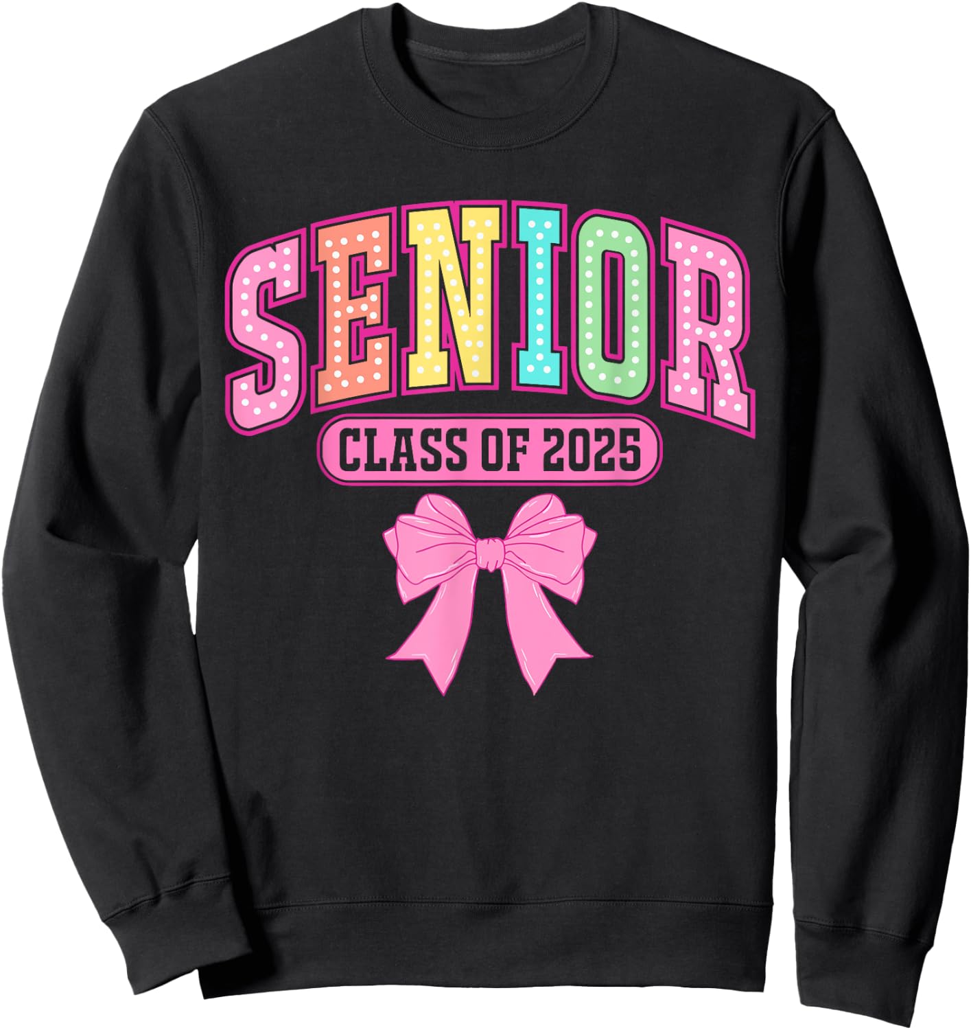 Class Of 2025 Coquette Senior 2025 Graduation Back To School Sweatshirt - Sweatshirt | Black