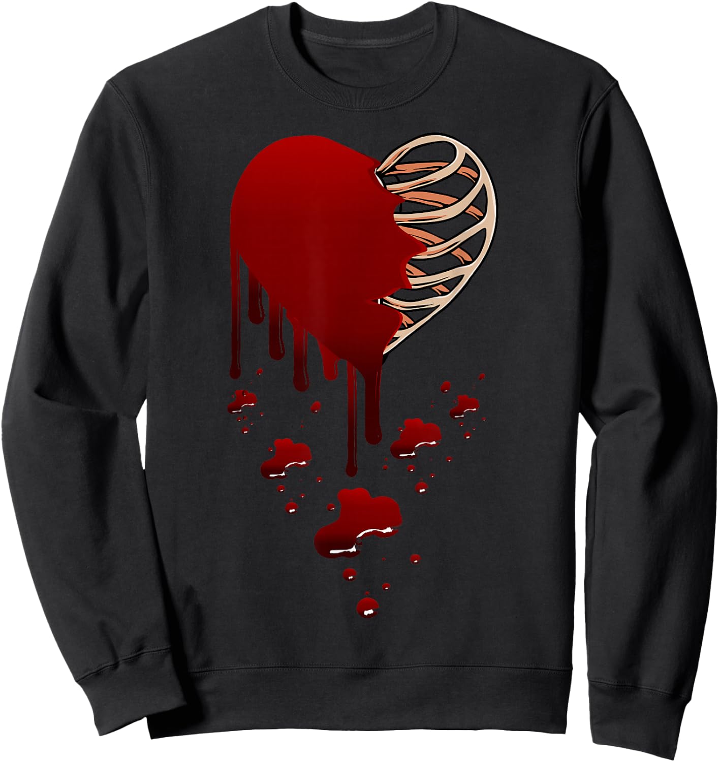 Crazy Love Skeleton Blood Injected Heart Valentine's Greeting Sweatshirt - Sweatshirt | Black
