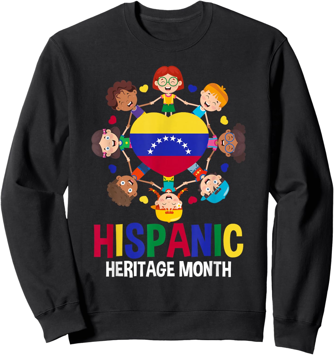 Hispanic Heritage Month Venezuela Flag Girl Boy Kids Sweatshirt - Sweatshirt | Black