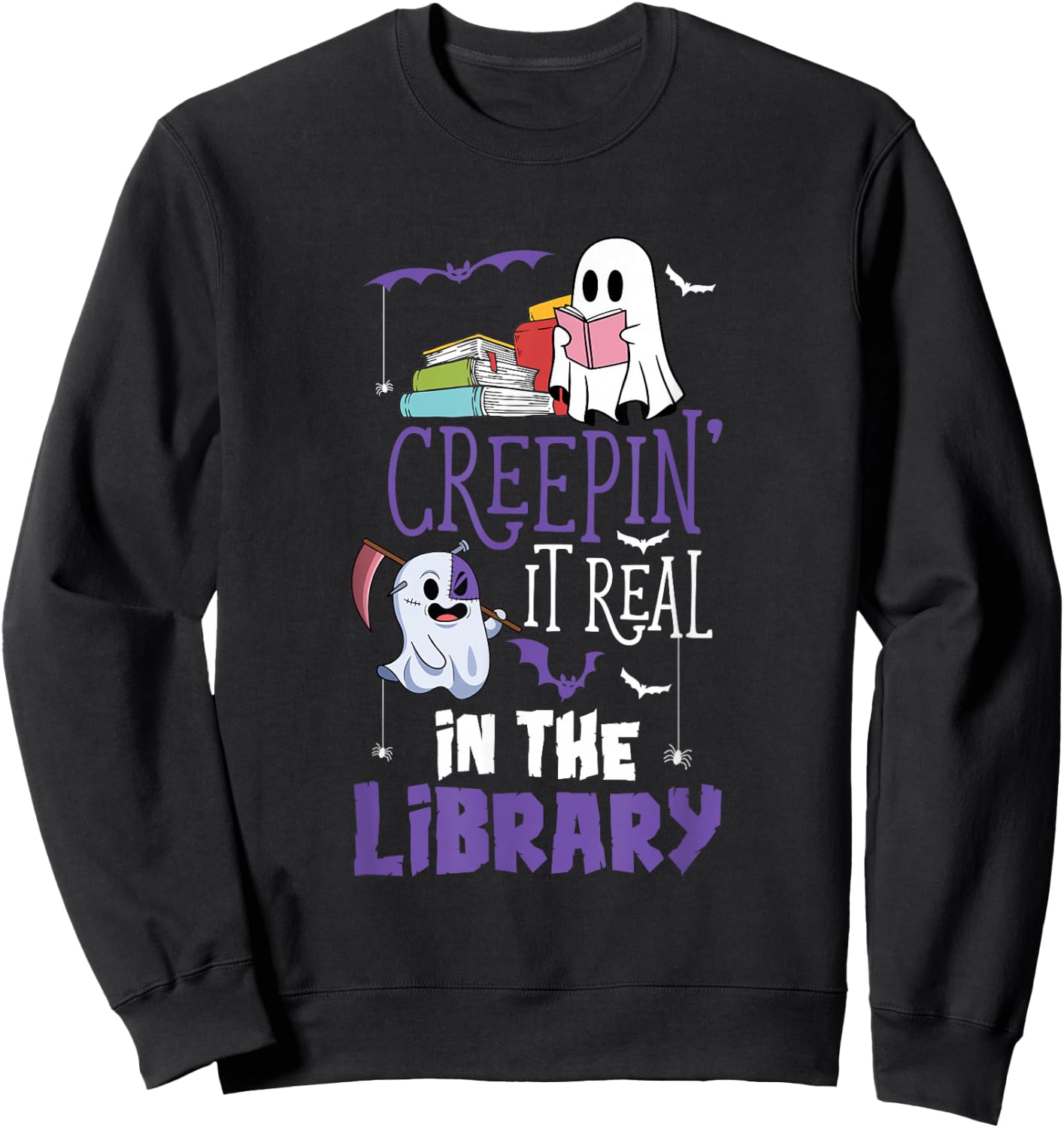 Scary Librarian Reading Teacher Book Lover Halloween Library Sweatshirt - Sweatshirt | Black