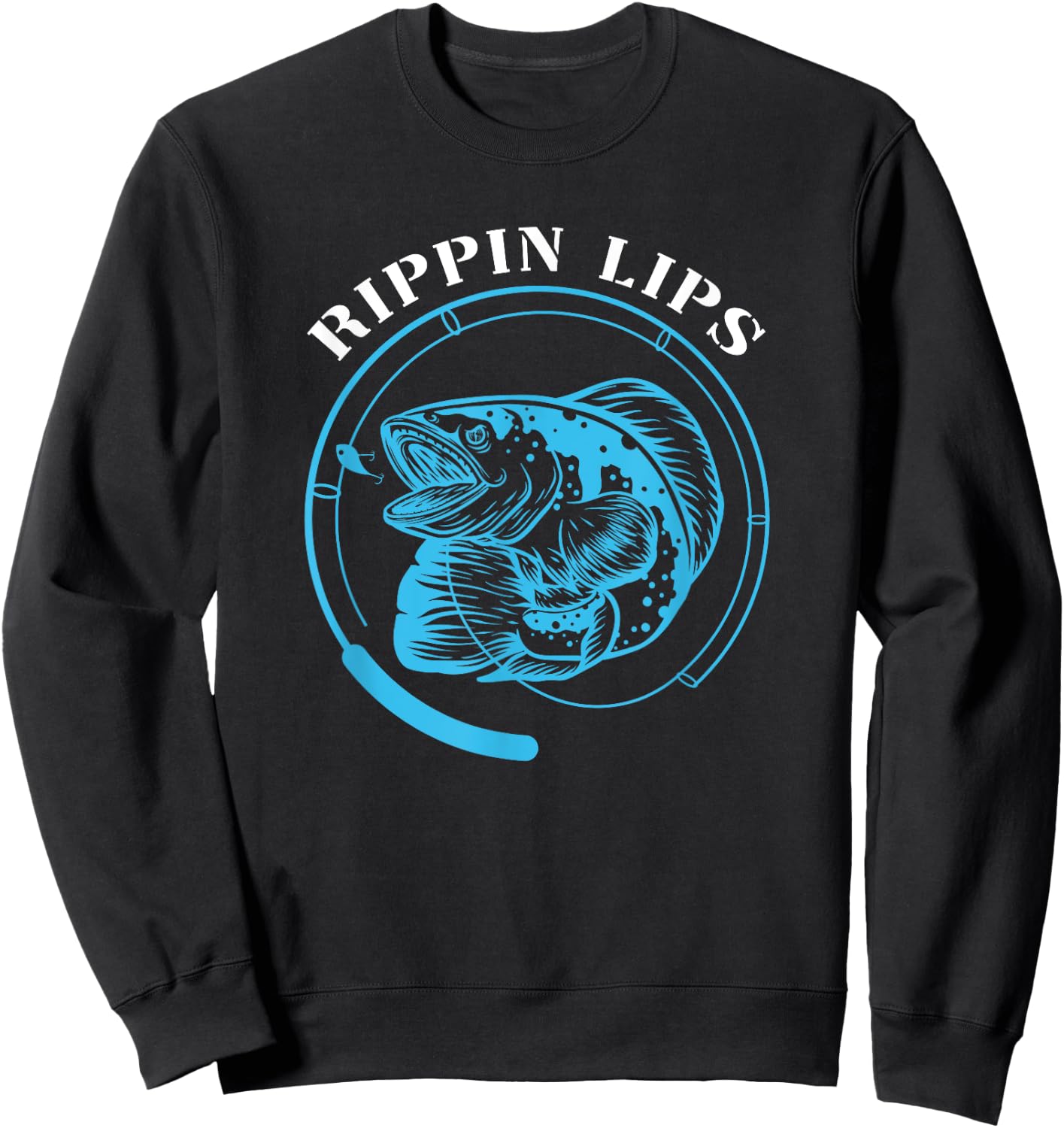 Rippin Lips Fishing Fish Fisherman Funny Bass Fishing Sea Sweatshirt - Sweatshirt | Black