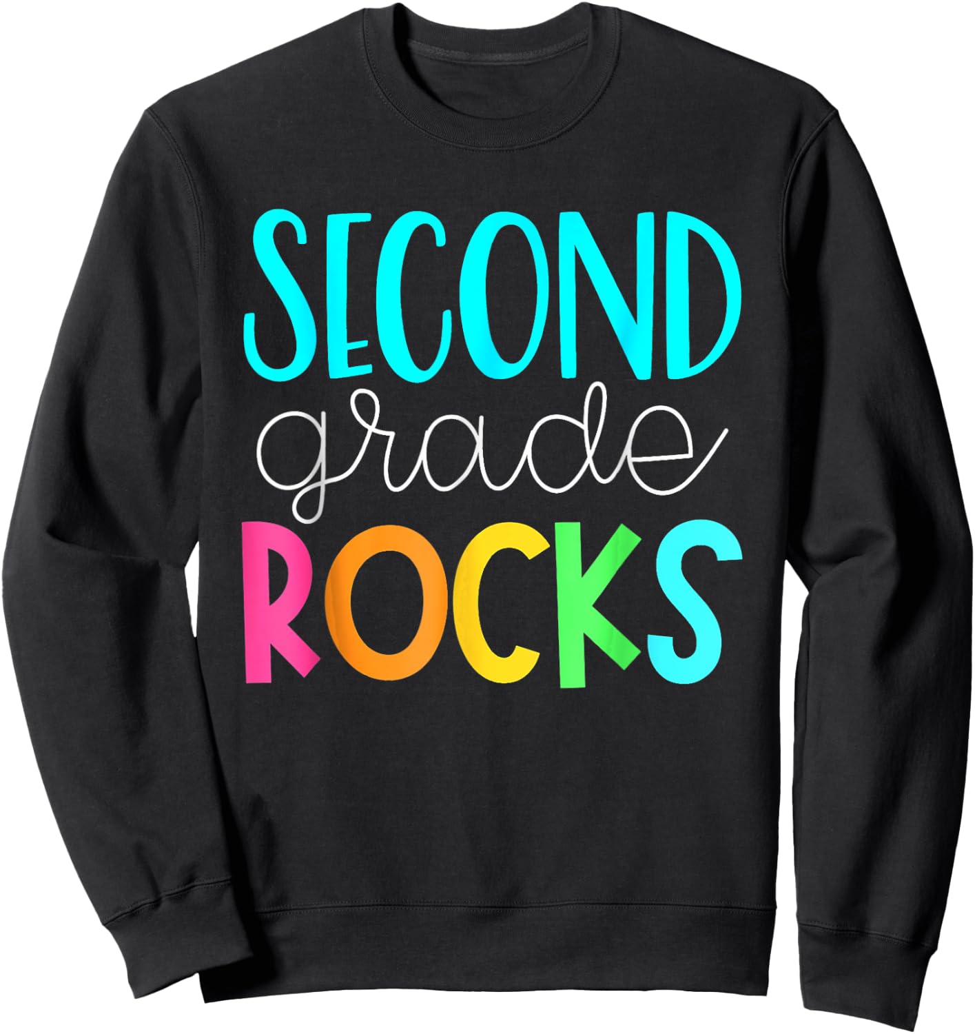 2nd grade rocks rocking 2nd grade teacher Women Girls Kids Sweatshirt - Sweatshirt | Black