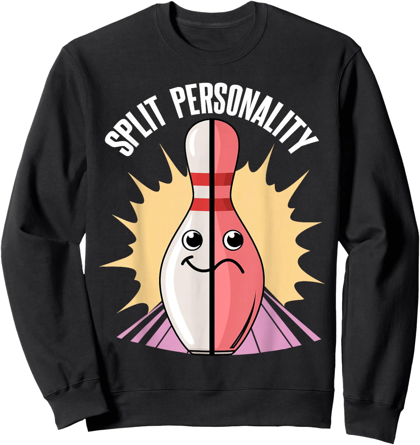 Split Personality Bowling Pin Sweatshirt - Sweatshirt | Black