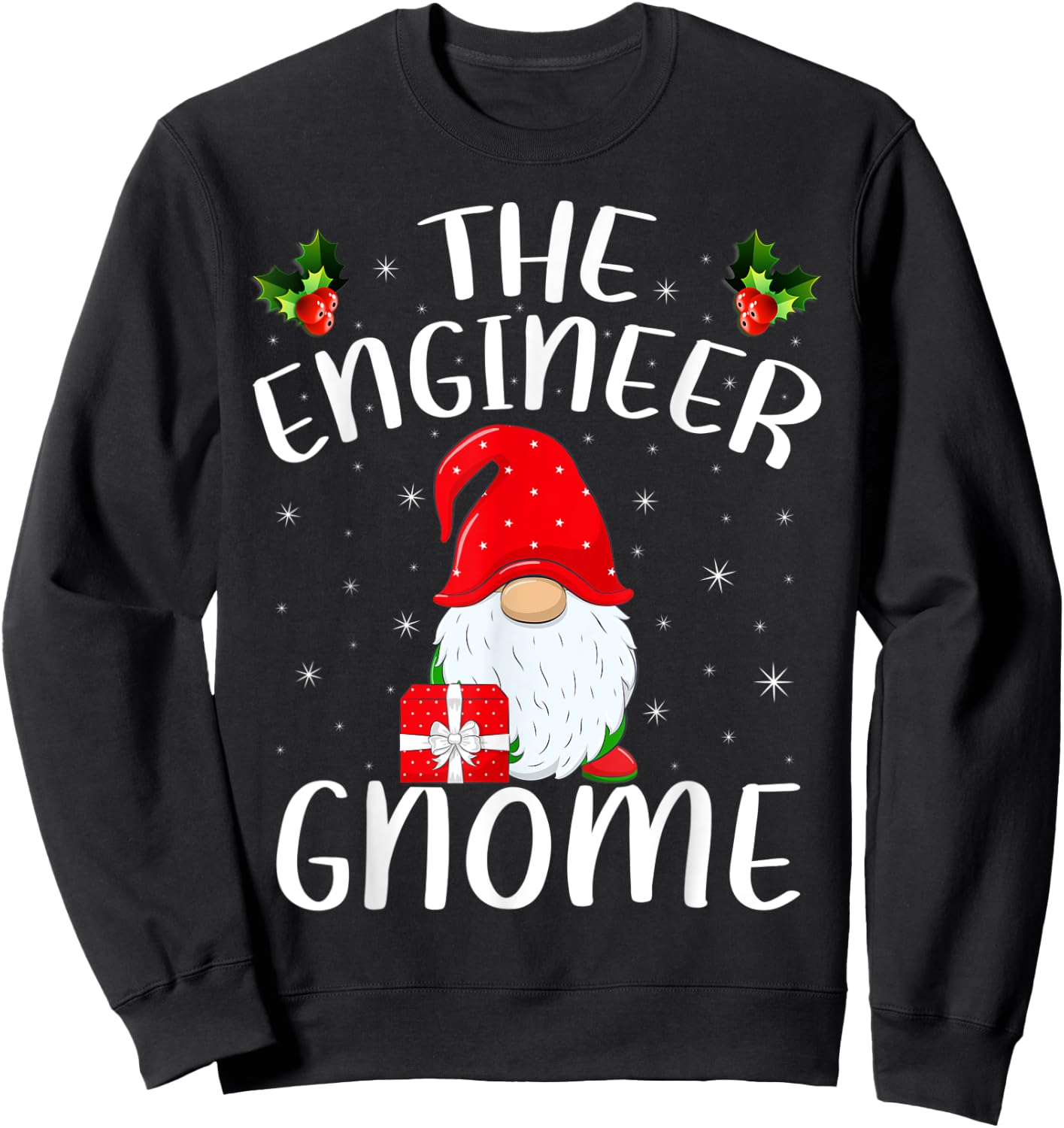 Matching Family Group Christmas The Engineer Gnome Sweatshirt - Sweatshirt | Black