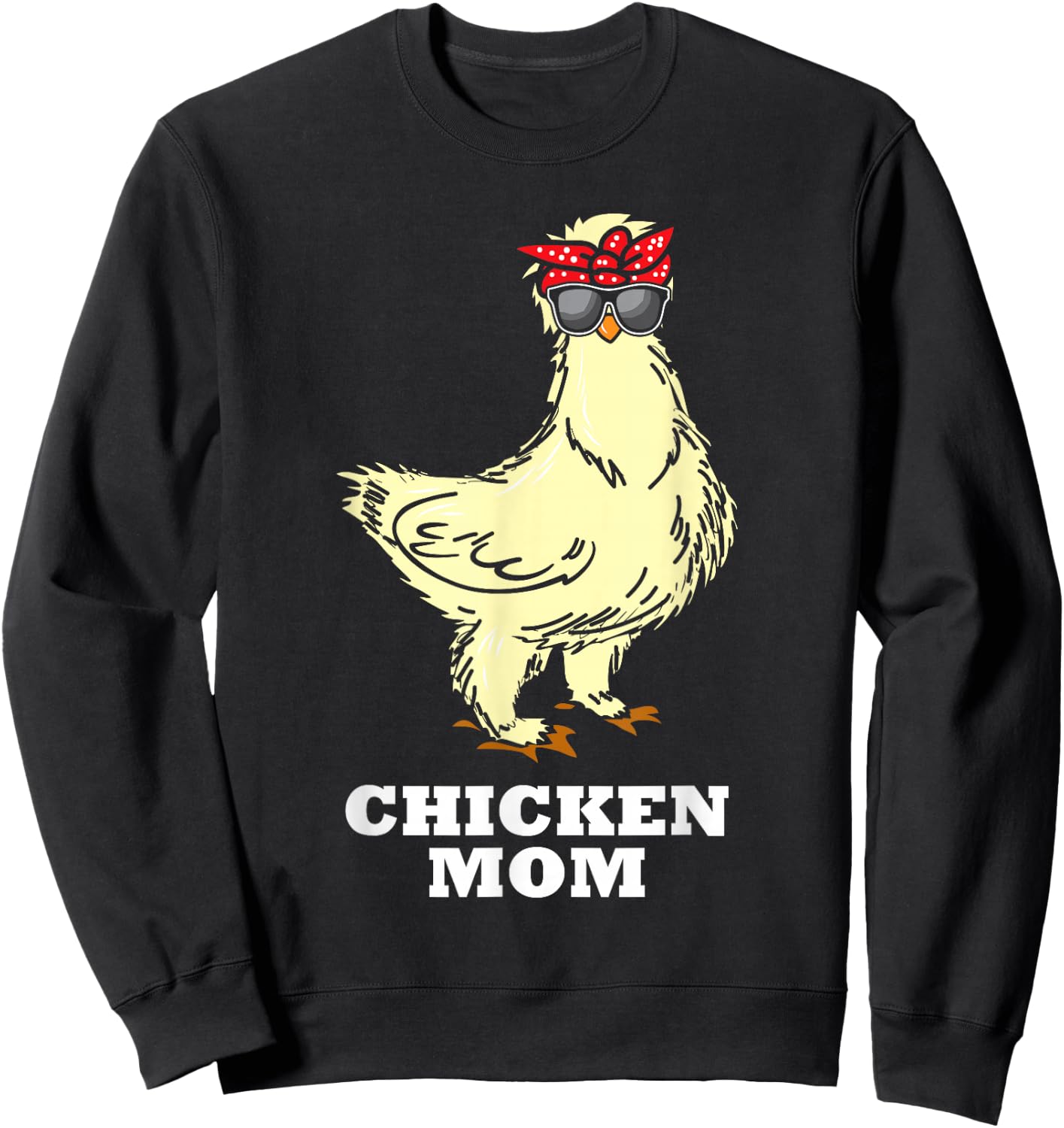 Silkie Chicken Mom Gift Cute Sunglasses Animal Sweatshirt - Sweatshirt | Black