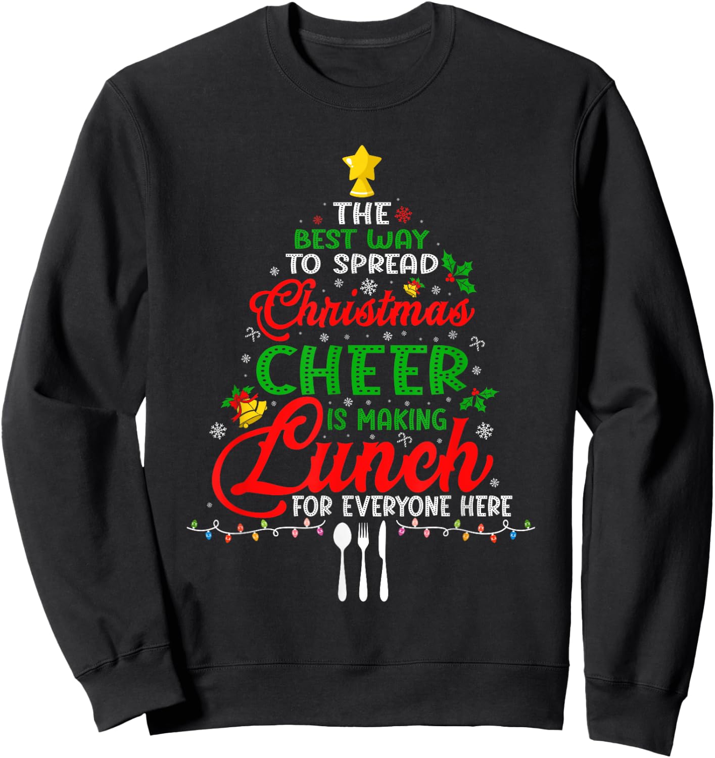 Lunch Lady Christmas XMas School Cafeteria Lunch Lady Tree Sweatshirt - Sweatshirt | Black