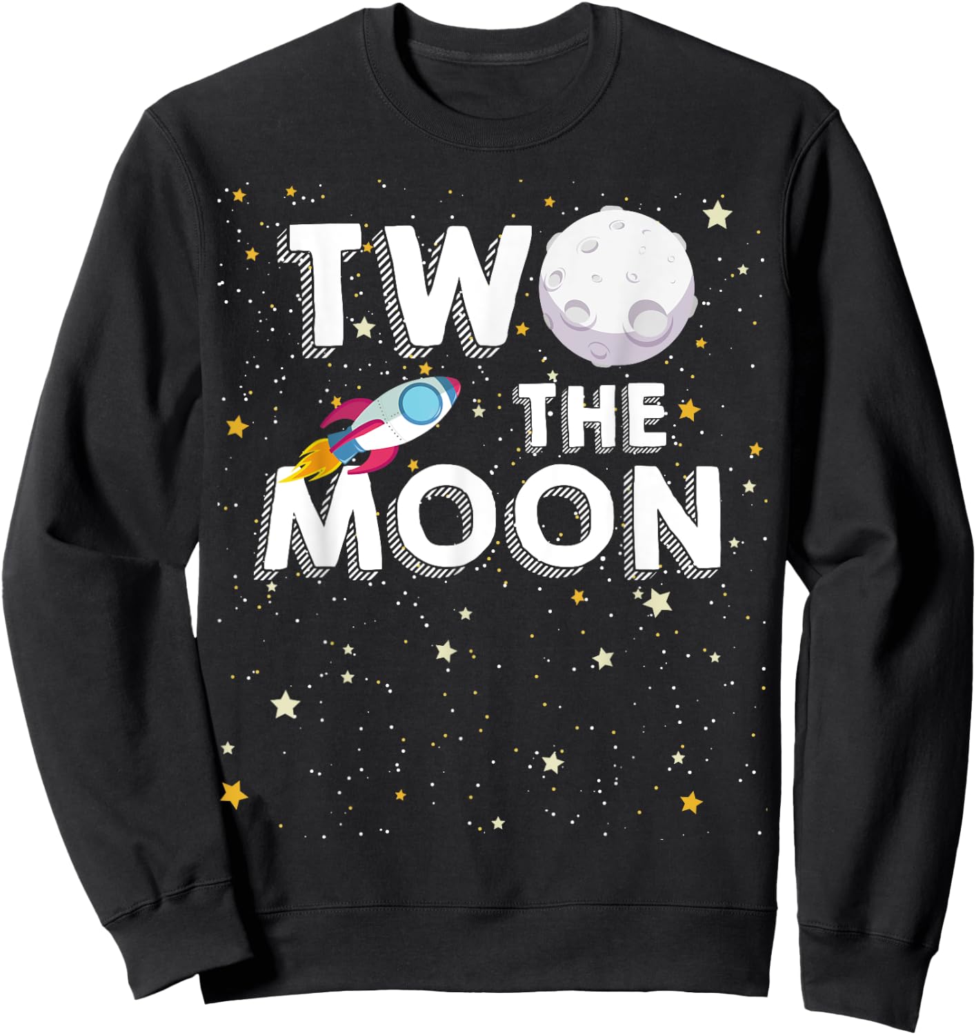Kids Two The Moon Toddler 2nd Birthday Gift 2 Year Old Sweatshirt - Sweatshirt | Black