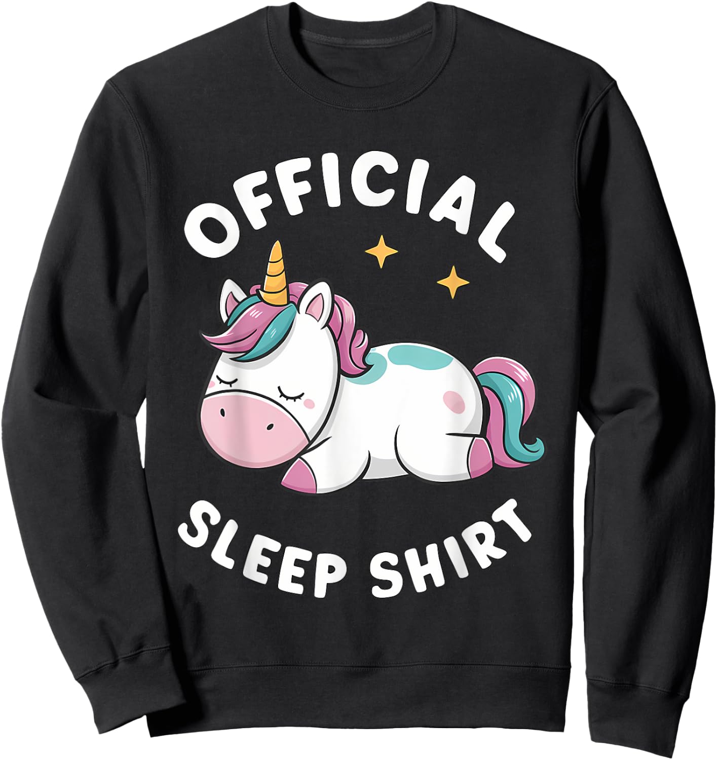 Official Sleep Shirt Unicorn Pajamas Nightgown Sweatshirt - Sweatshirt | Black