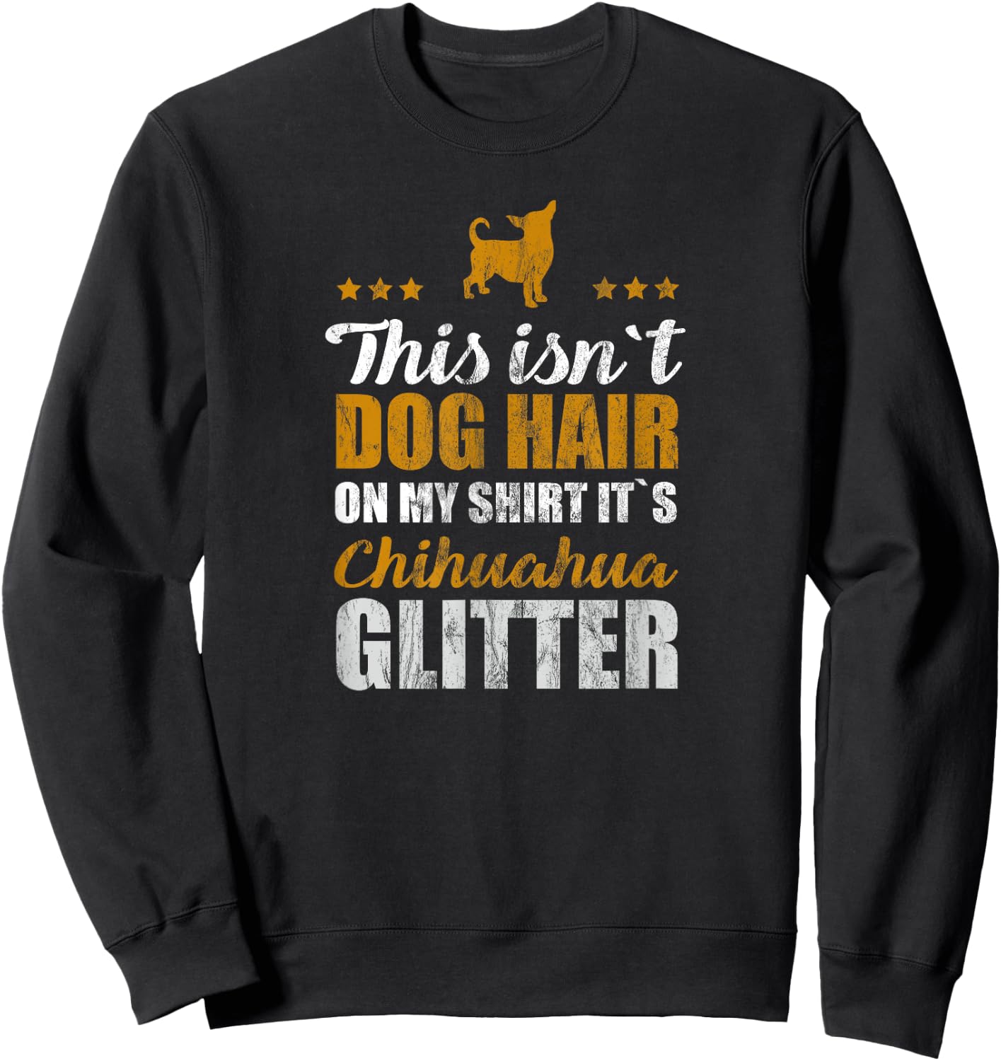 Funny Chihuahua Vintage Little Puppy Dog Dogs Glitter Sweatshirt - Sweatshirt | Black