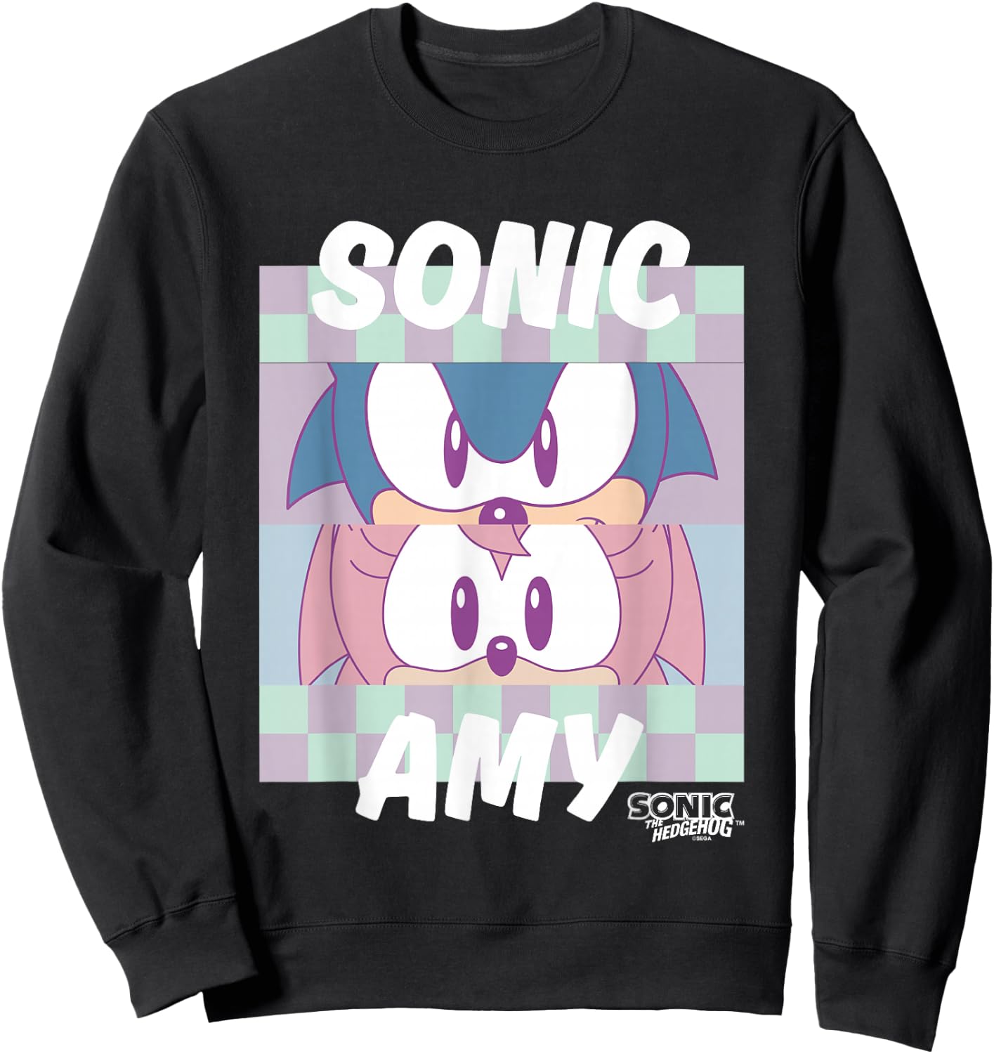 Sonic The Hedgehog Sonic & Amy Eyes Closeup Panels Retro Sweatshirt - Sweatshirt | Black