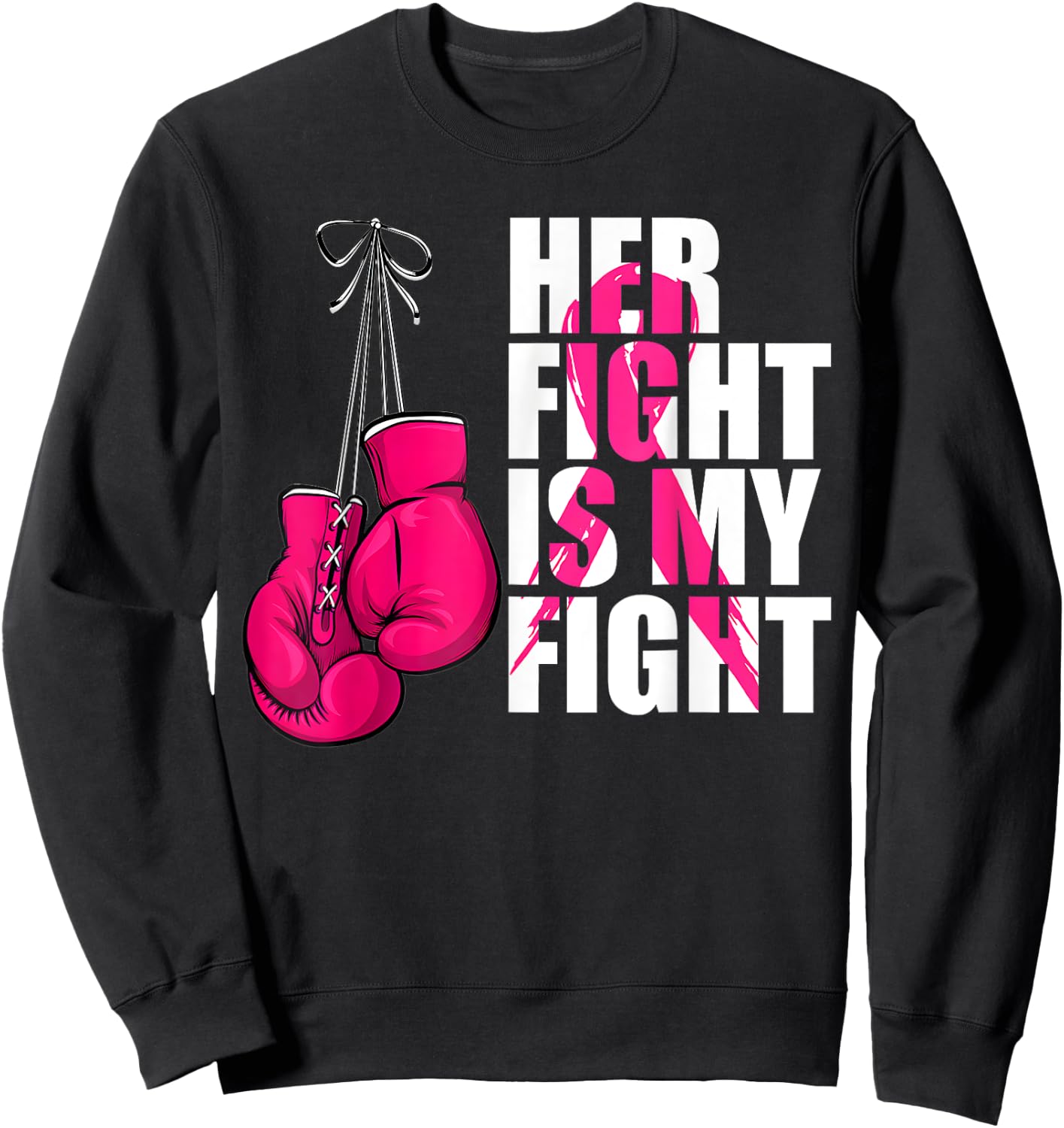 Breast Cancer Awareness Husband Support Squad Sweatshirt - Sweatshirt | Black