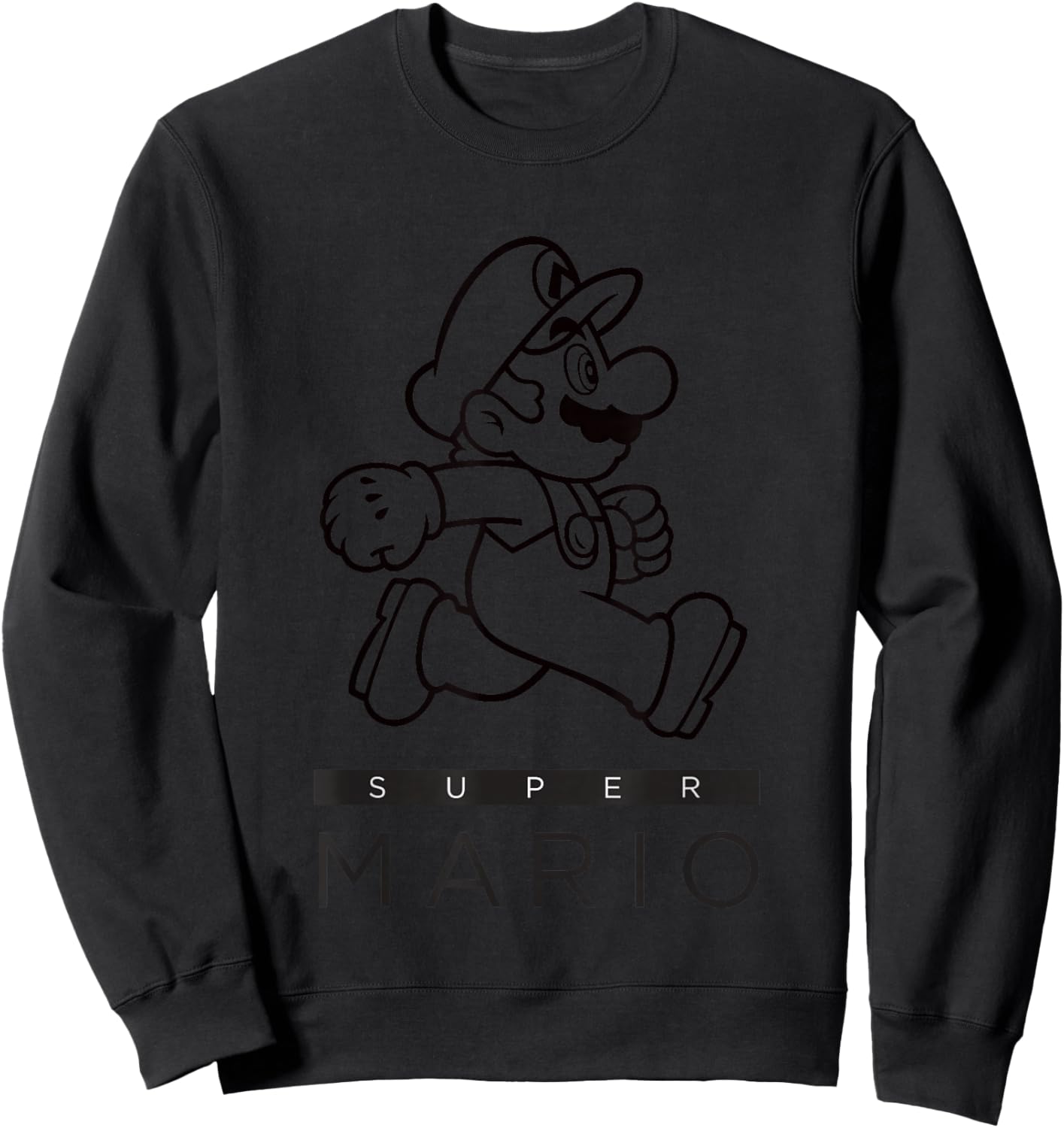 Super Mario Bros Vintage Running Mario Simple Portrait Sweatshirt - Sweatshirt | Black