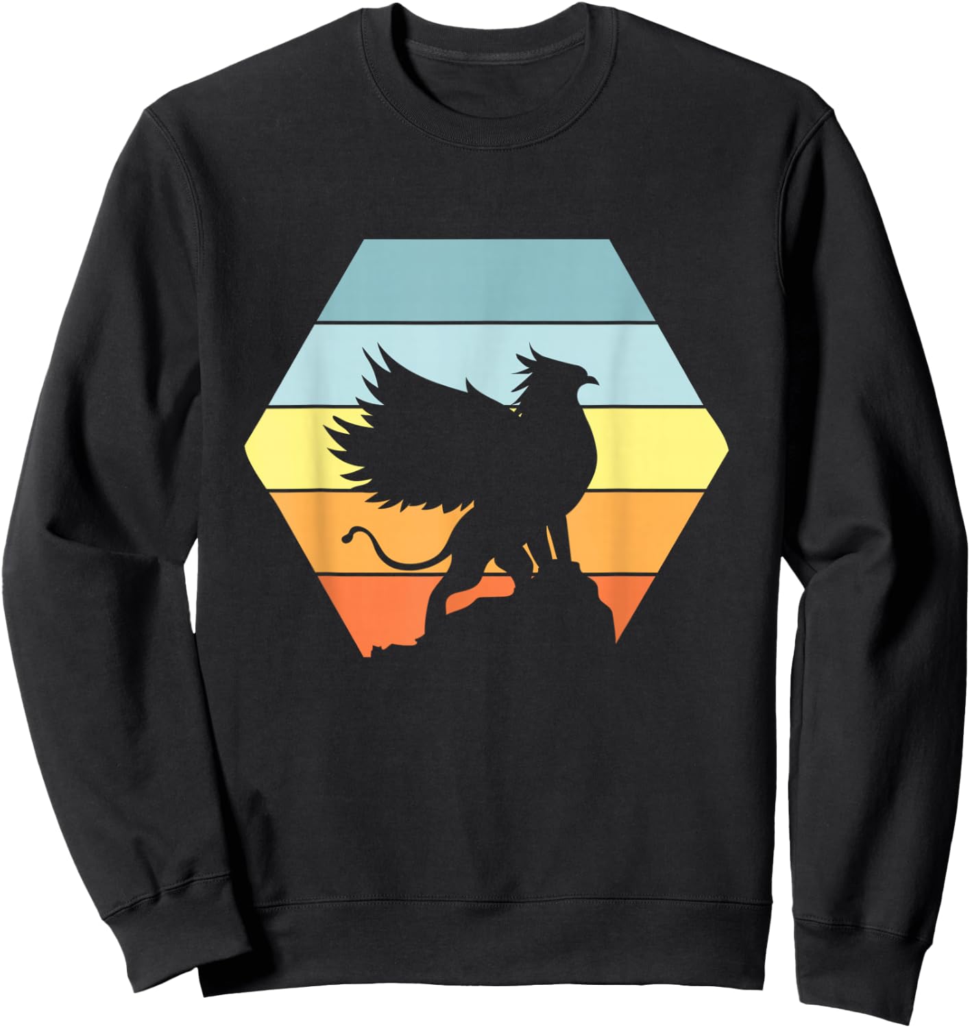 Griffin Retro Vintage Sunset Lion Eagle Mythical Creature Sweatshirt - Sweatshirt | Black
