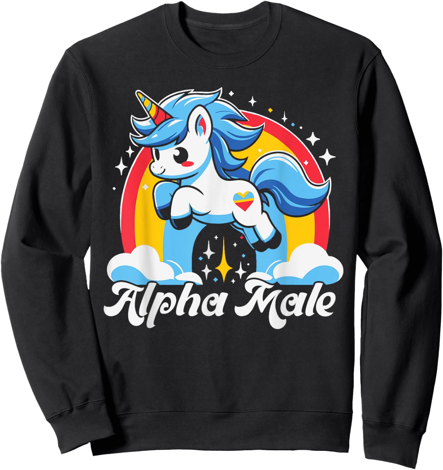 Unicorn Alpha Male Funny Unicorn Lover Sweatshirt - Sweatshirt | Black