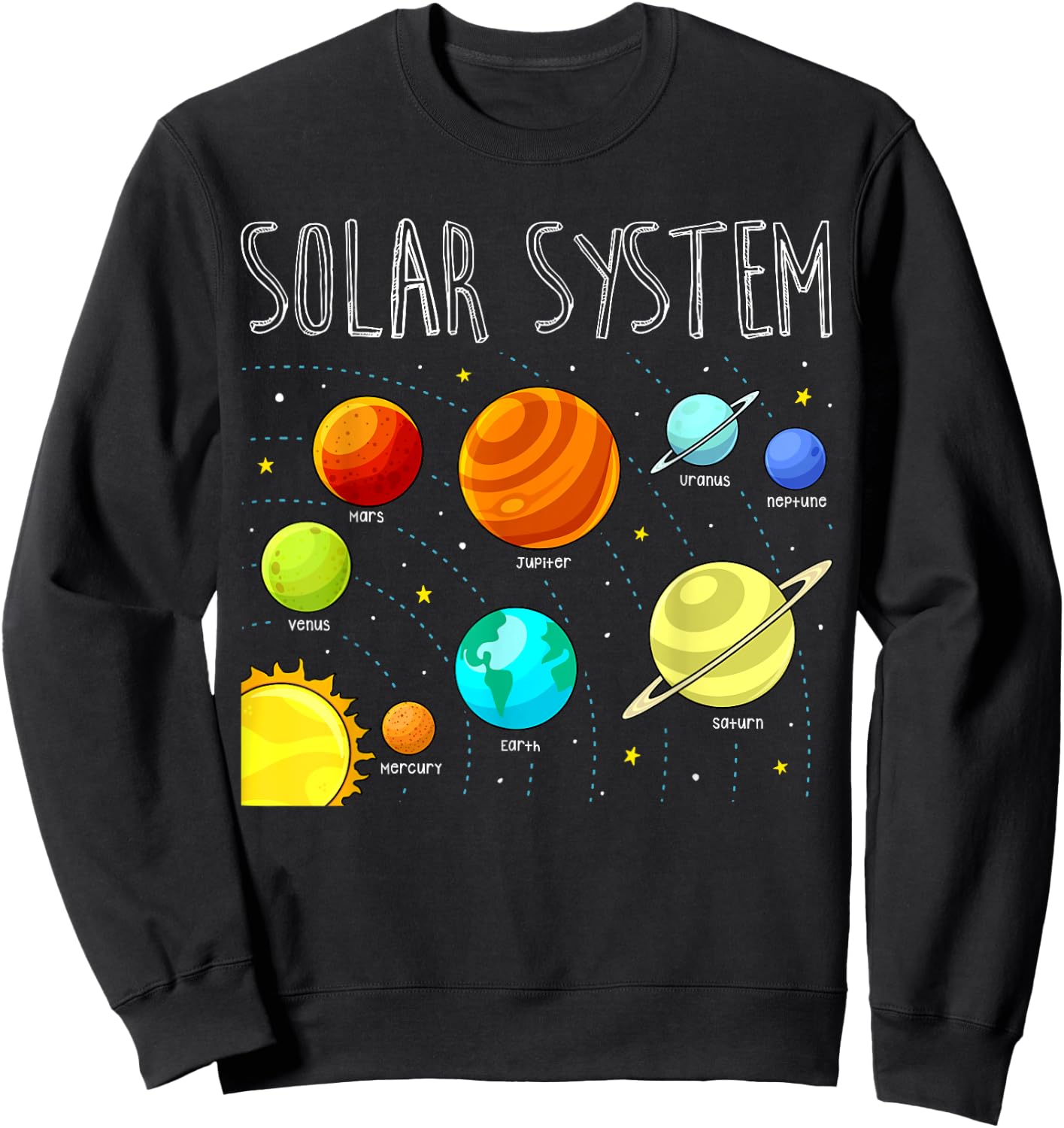Kids Solar Systems Cute Planets Space Science Teacher School Sweatshirt - Sweatshirt | Black