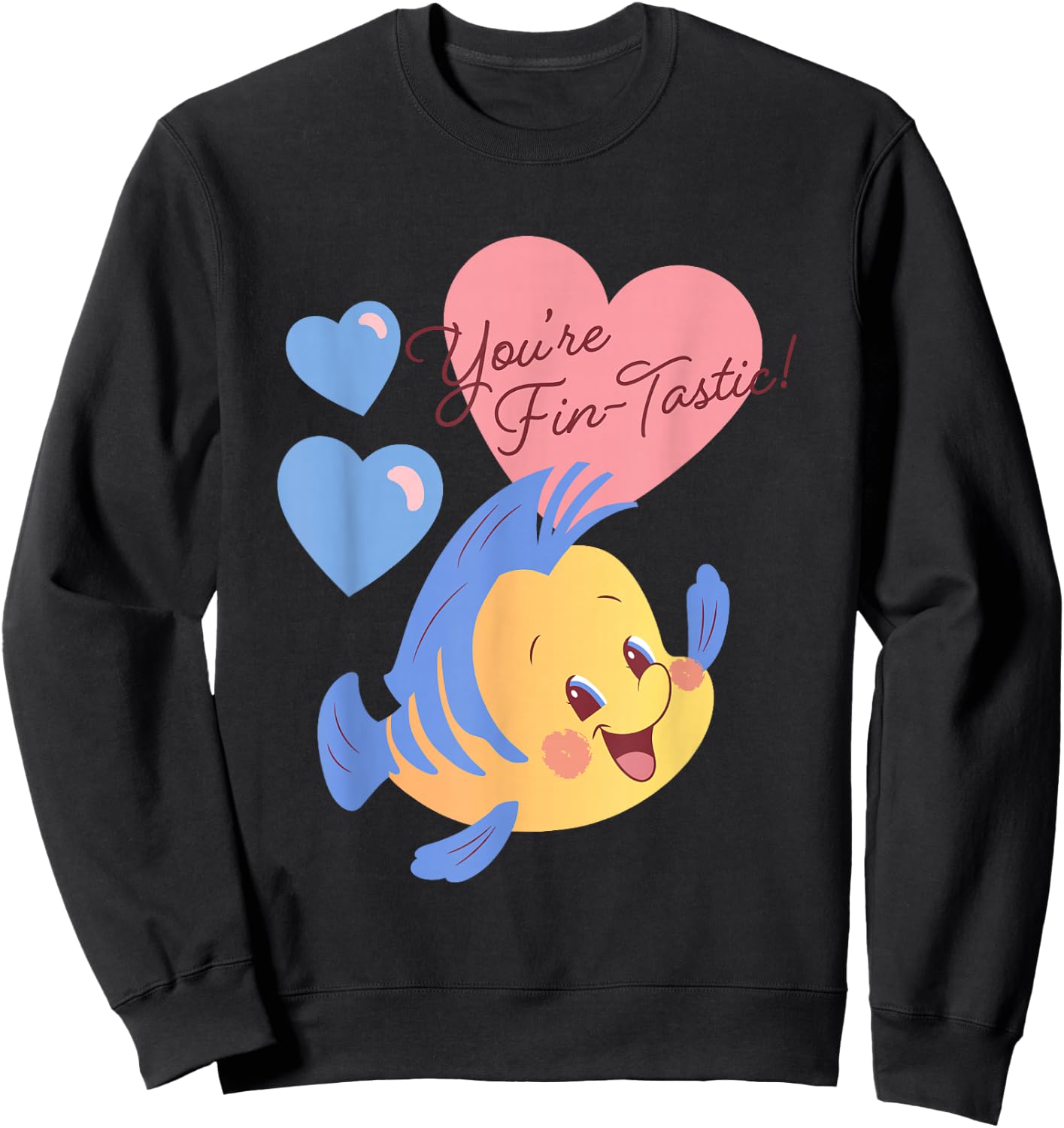Disney The Little Mermaid Valentine's Day You're Fin-tastic! Sweatshirt - Sweatshirt | Black