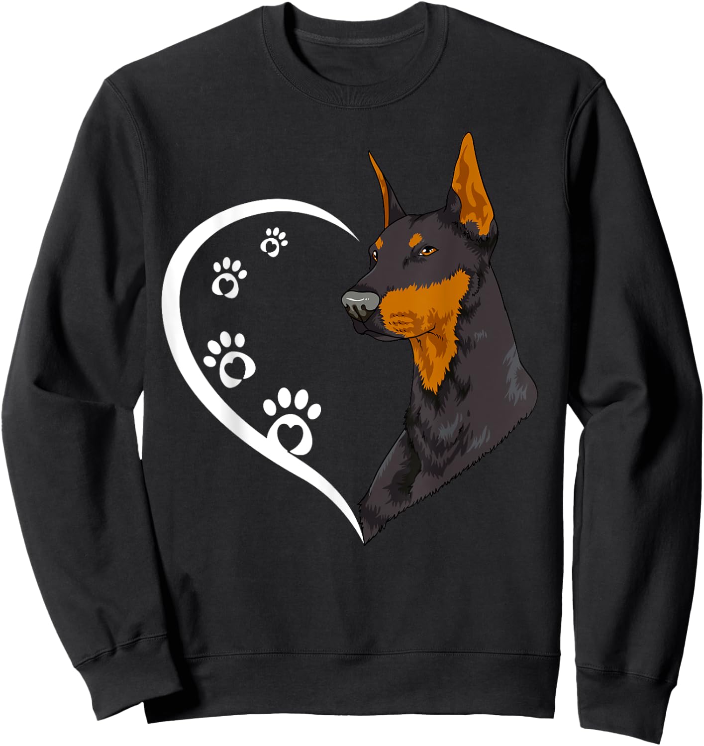Doberman Pinscher Shirts Girls Kids Heart Cute Sweatshirt - Sweatshirt | Black