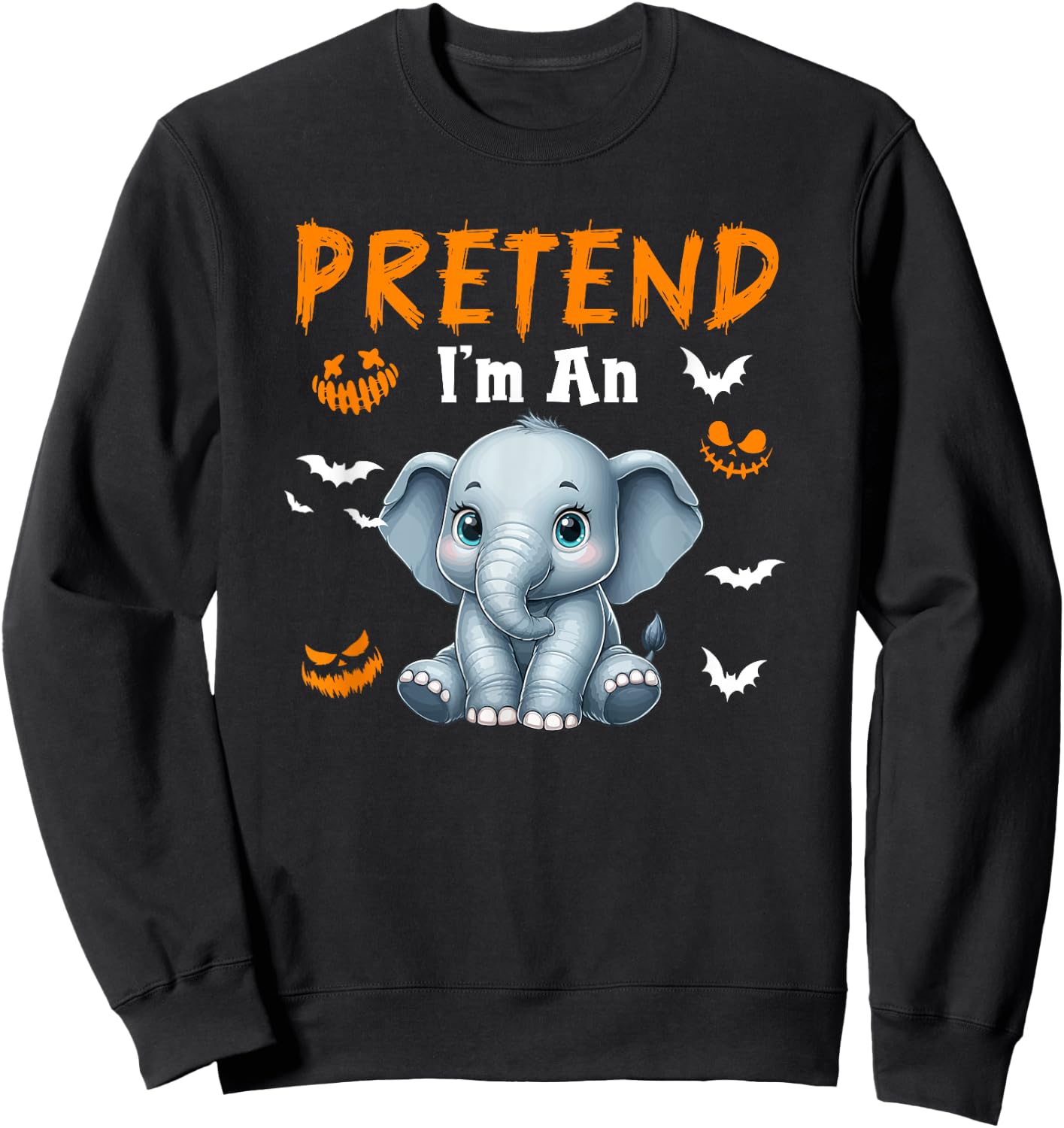 Pretend I'm An Elephant Halloween Costume Animal Lover Kids Sweatshirt - Sweatshirt | Black