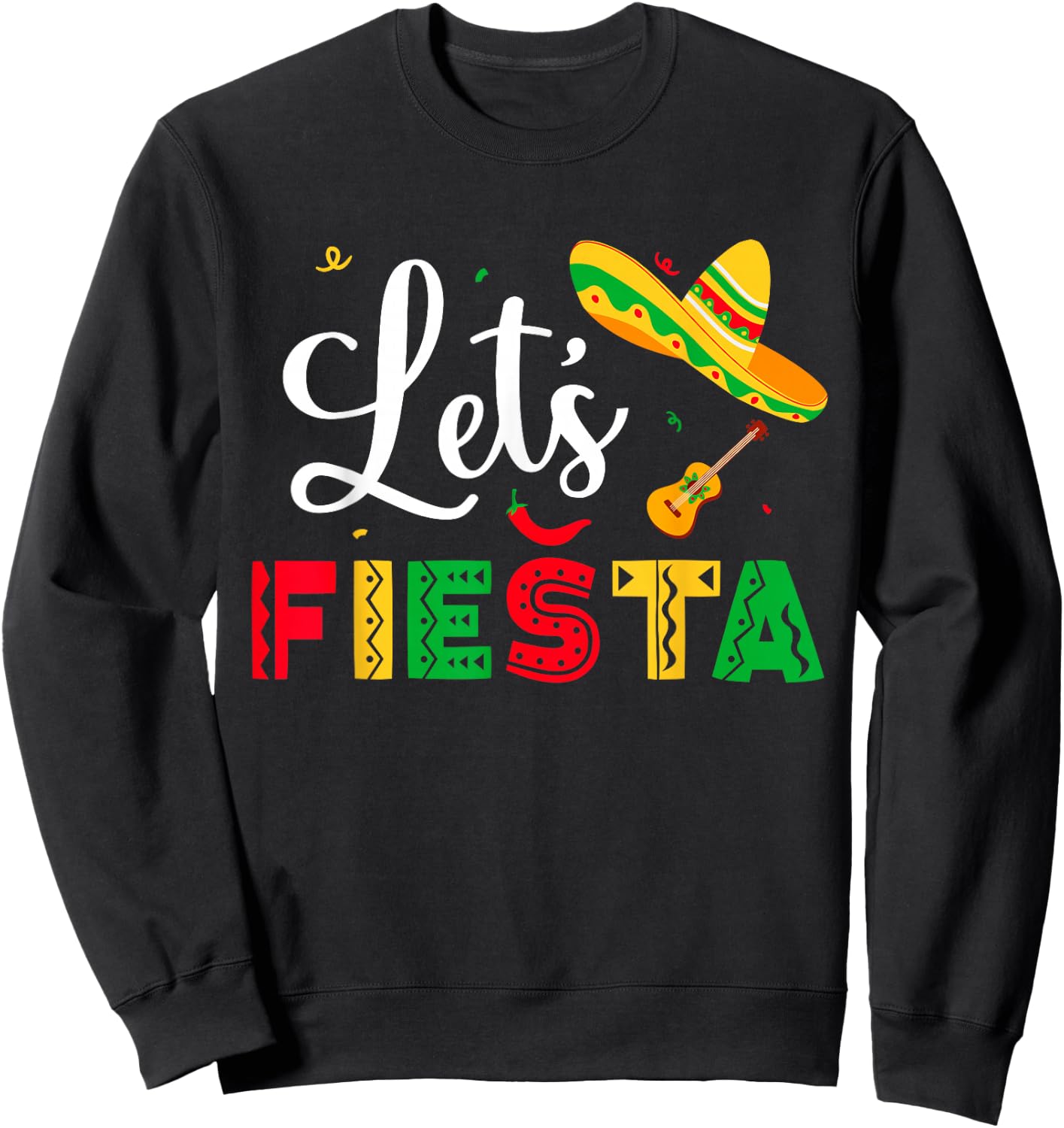 Let's Fiesta Cinco De Mayo Mexican Party Women Kids Sweatshirt - Sweatshirt | Black