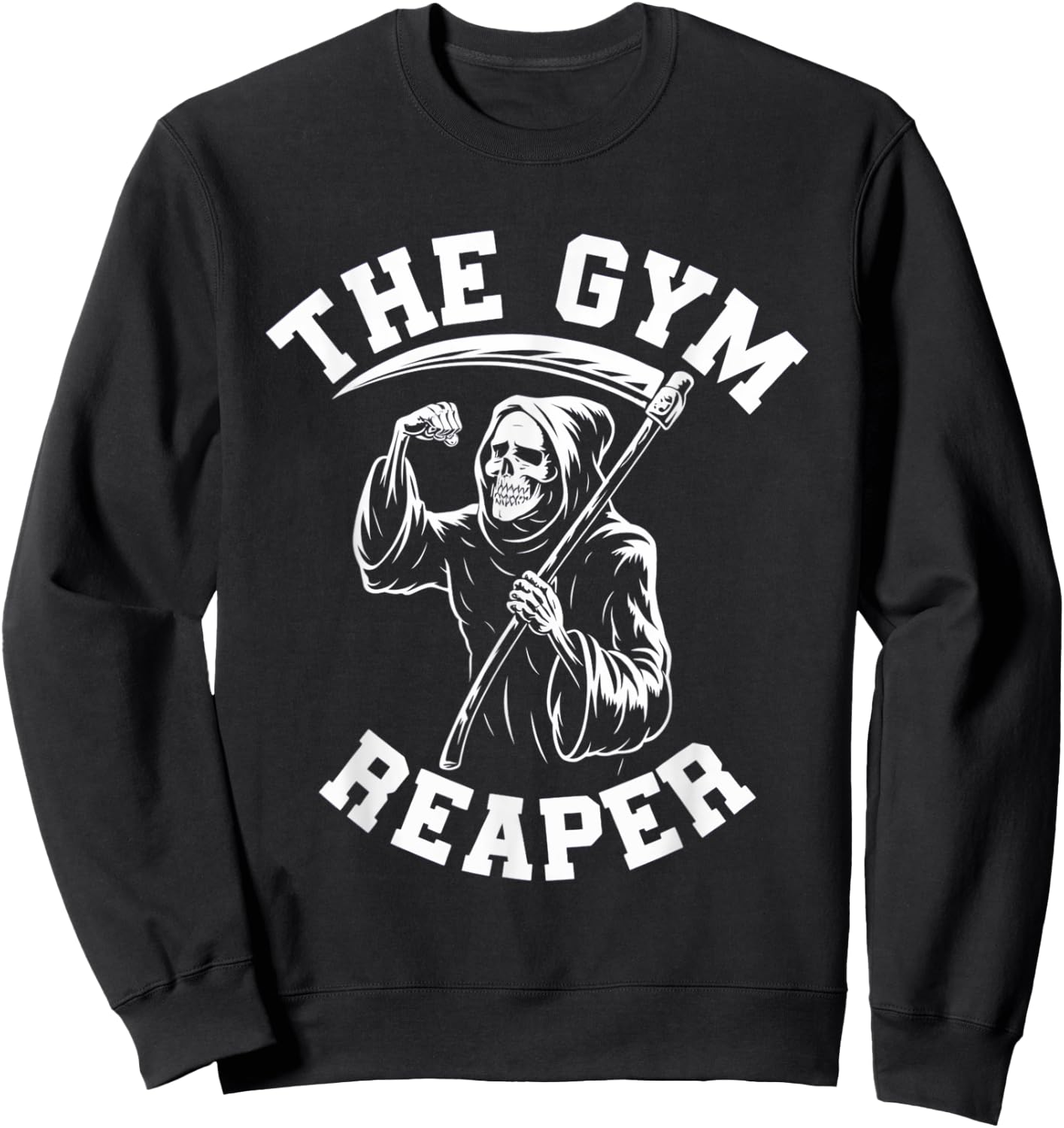 Funny Gym Reaper Skeleton Fitness Workout Halloween Costume Sweatshirt - Sweatshirt | Black