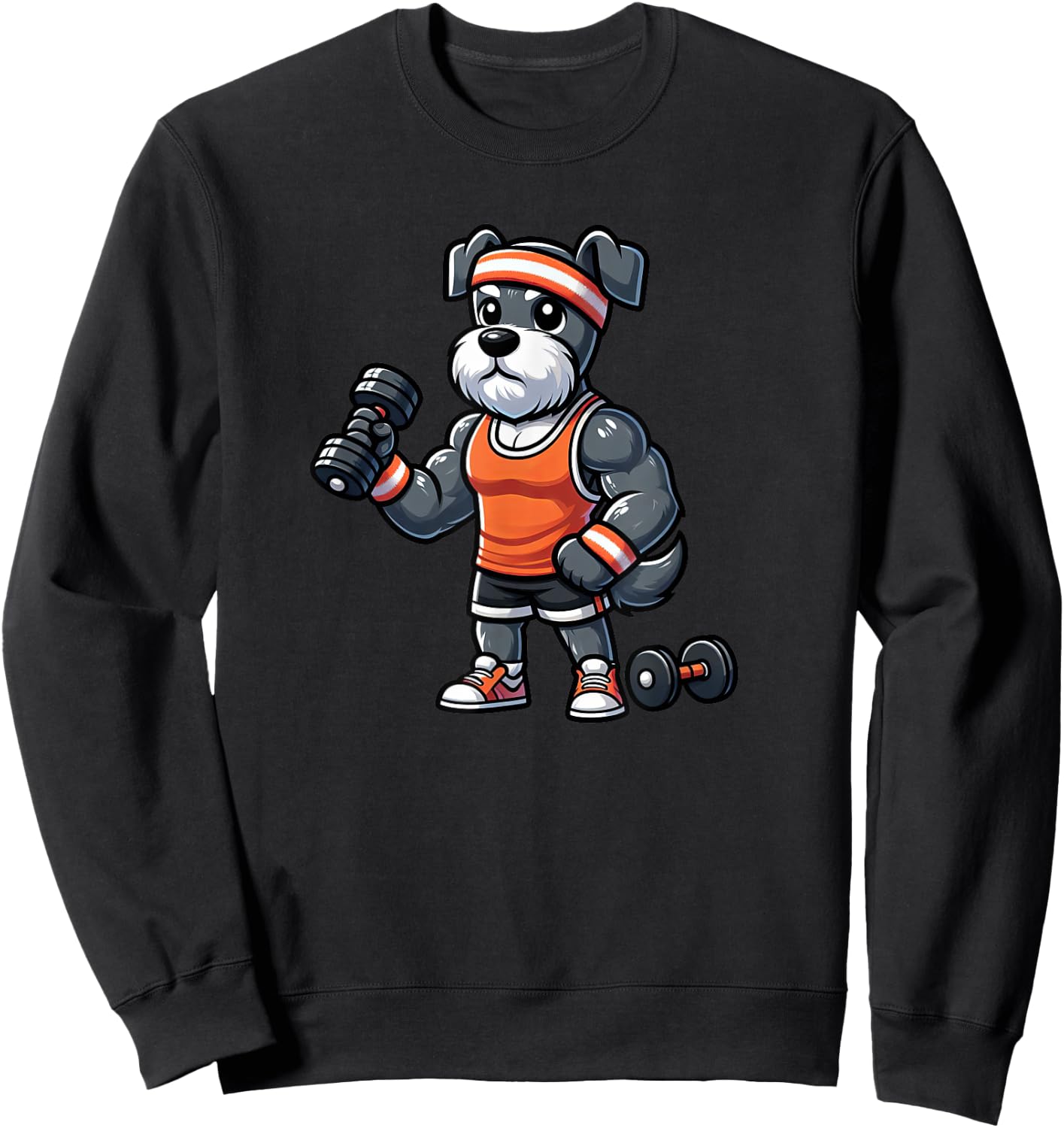Schnauzer Workout Dog Funny Weightlifting Sweatshirt - Sweatshirt | Black