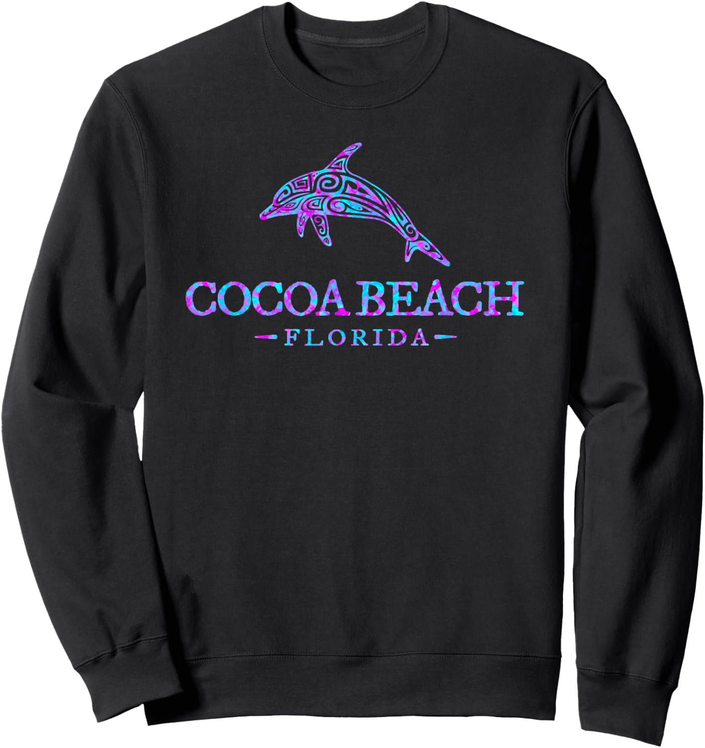 Cocoa Beach Florida Colorful Dolphin Vacation Souvenir Sweatshirt - Sweatshirt | Black