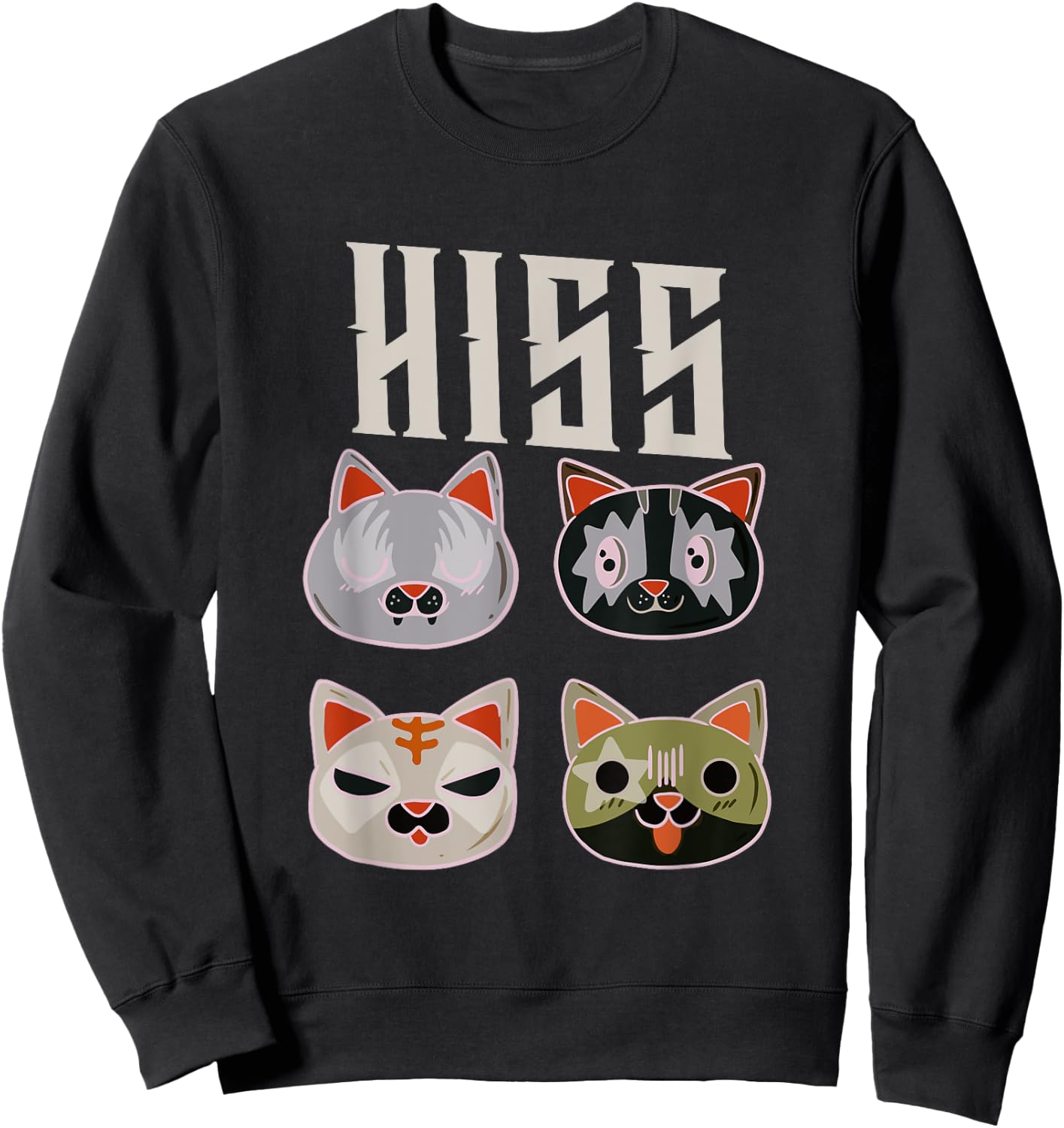 Kiss Cat Citty Death Metal Rock Music Women Sweatshirt - Sweatshirt | Black