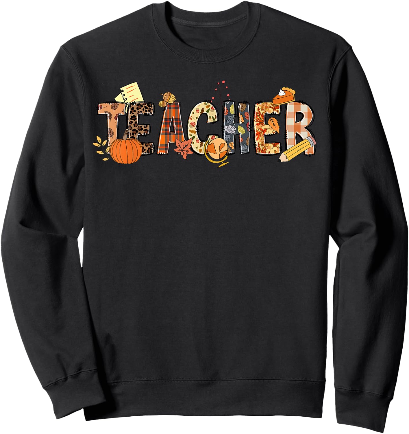 Teacher Thanksgiving Women Autumn Fall Halloween Pumpkin Sweatshirt - Sweatshirt | Black