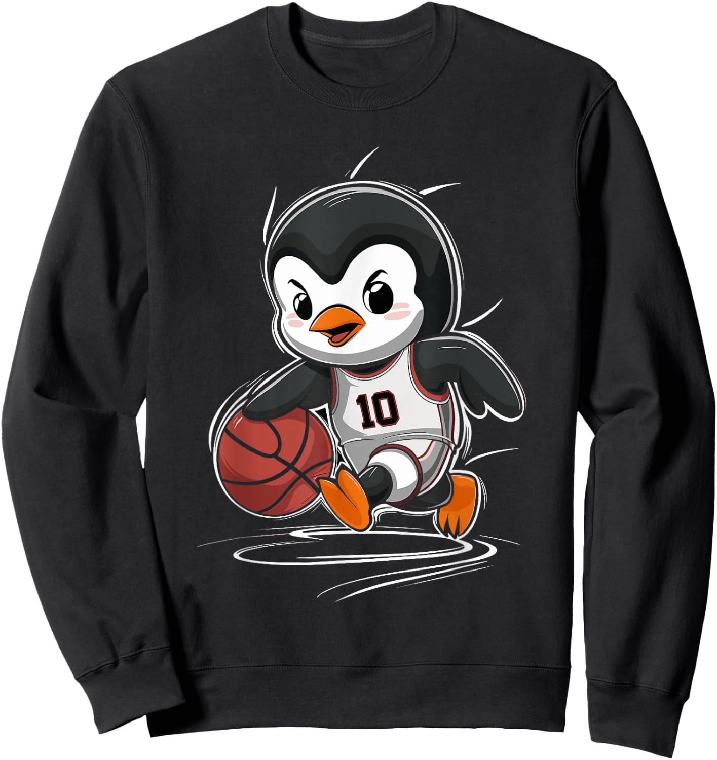 Cute Penguin Playing Basketball Sweatshirt - Sweatshirt | Black