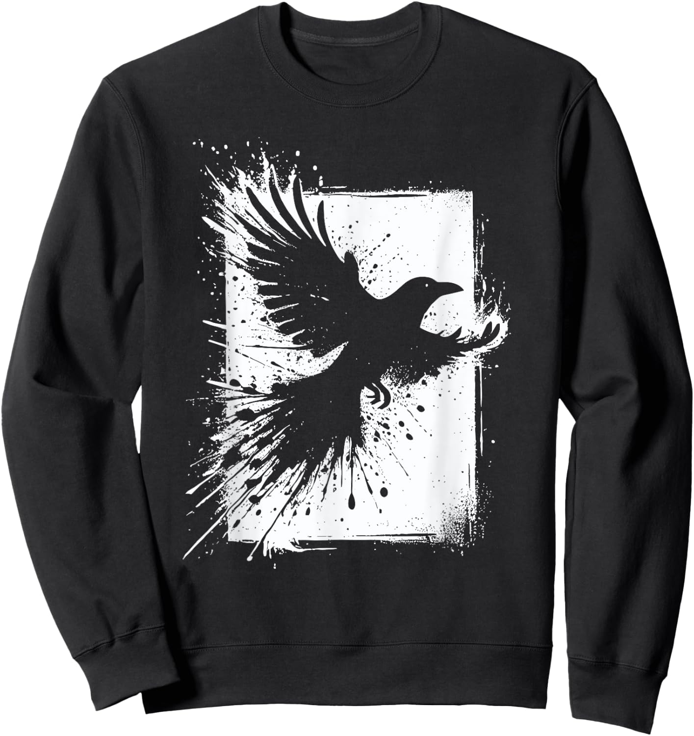 Black Crow Raven Bird Silhouette Splash Sweatshirt - Sweatshirt | Black