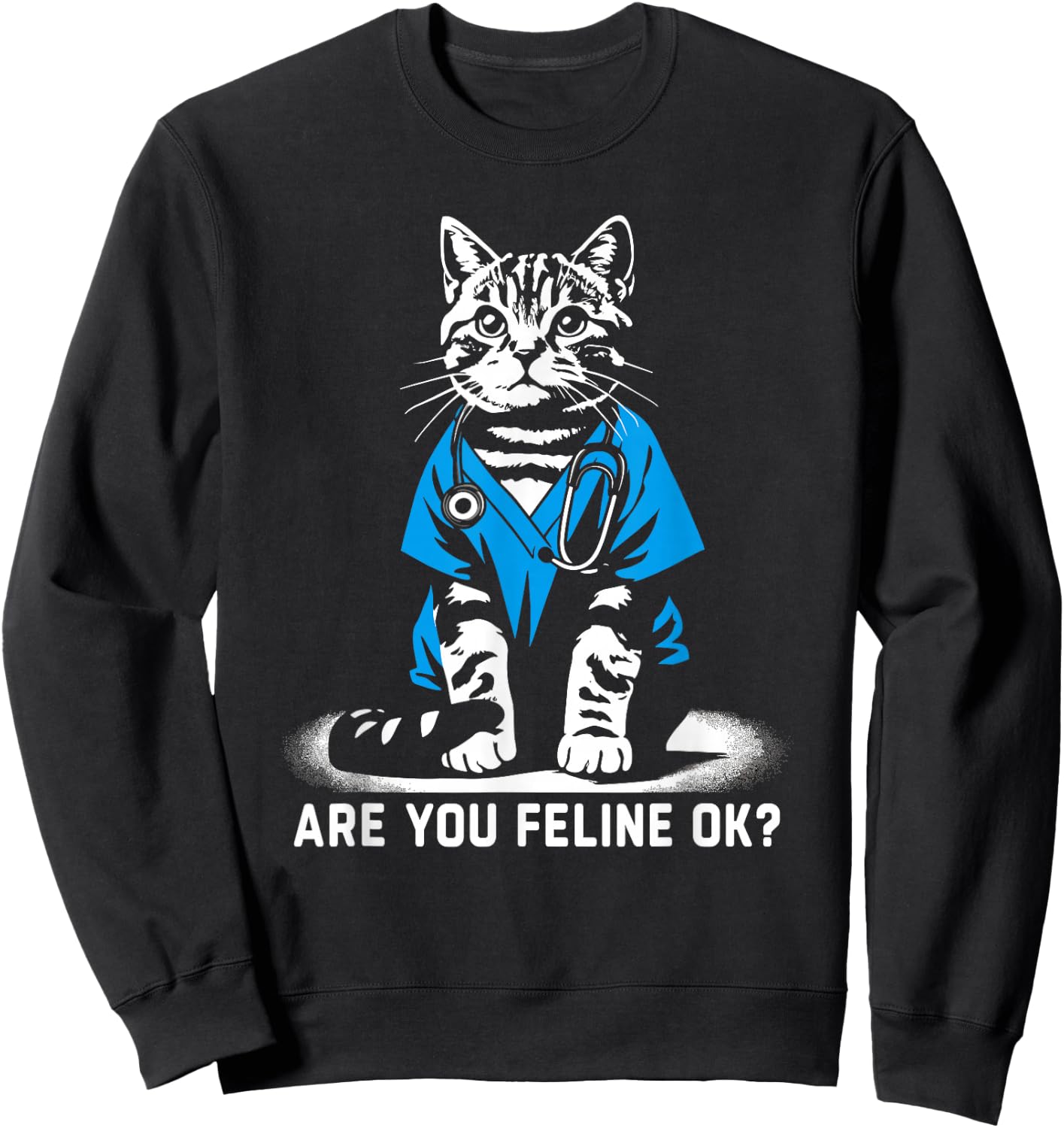 Retro Cat Nurse Gifts Nurse Week Gifts Men Women Funny Nurse Sweatshirt - Sweatshirt | Black