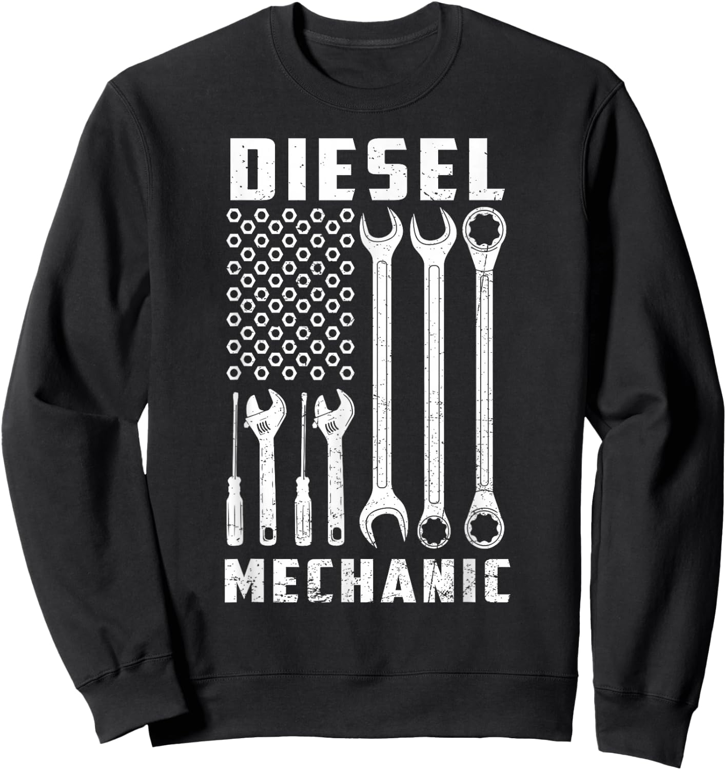 Patriotic Diesel Mechanic Tools Flag American USA Sweatshirt - Sweatshirt | Black