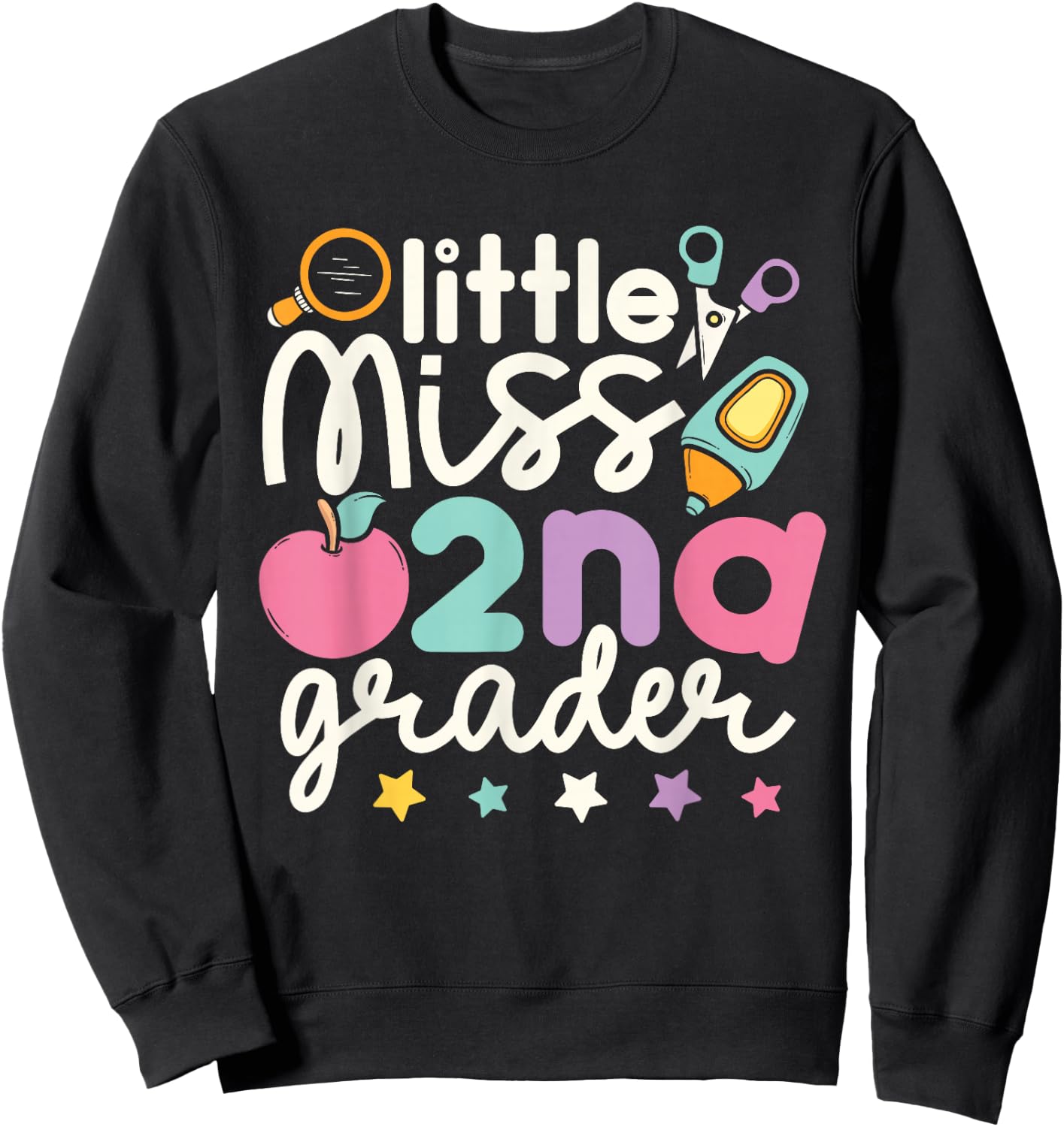 Little Miss 2nd Grade First Day of Second Grade Cute Girls Sweatshirt - Sweatshirt | Black