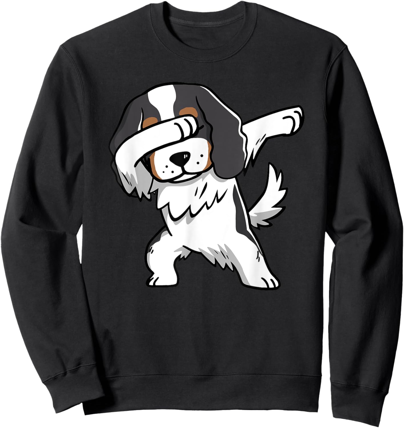 Tricolor Cavalier King Charles Spaniel Dog Dabbing Sweatshirt - Sweatshirt | Black
