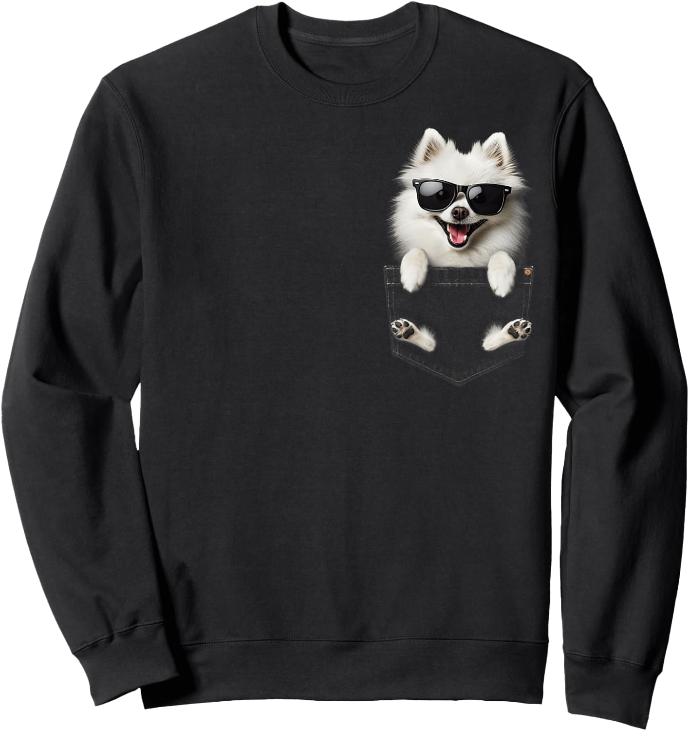 Pocket American Eskimo Dog Cute Dog Lover Owner Gift Sweatshirt - Sweatshirt | Black