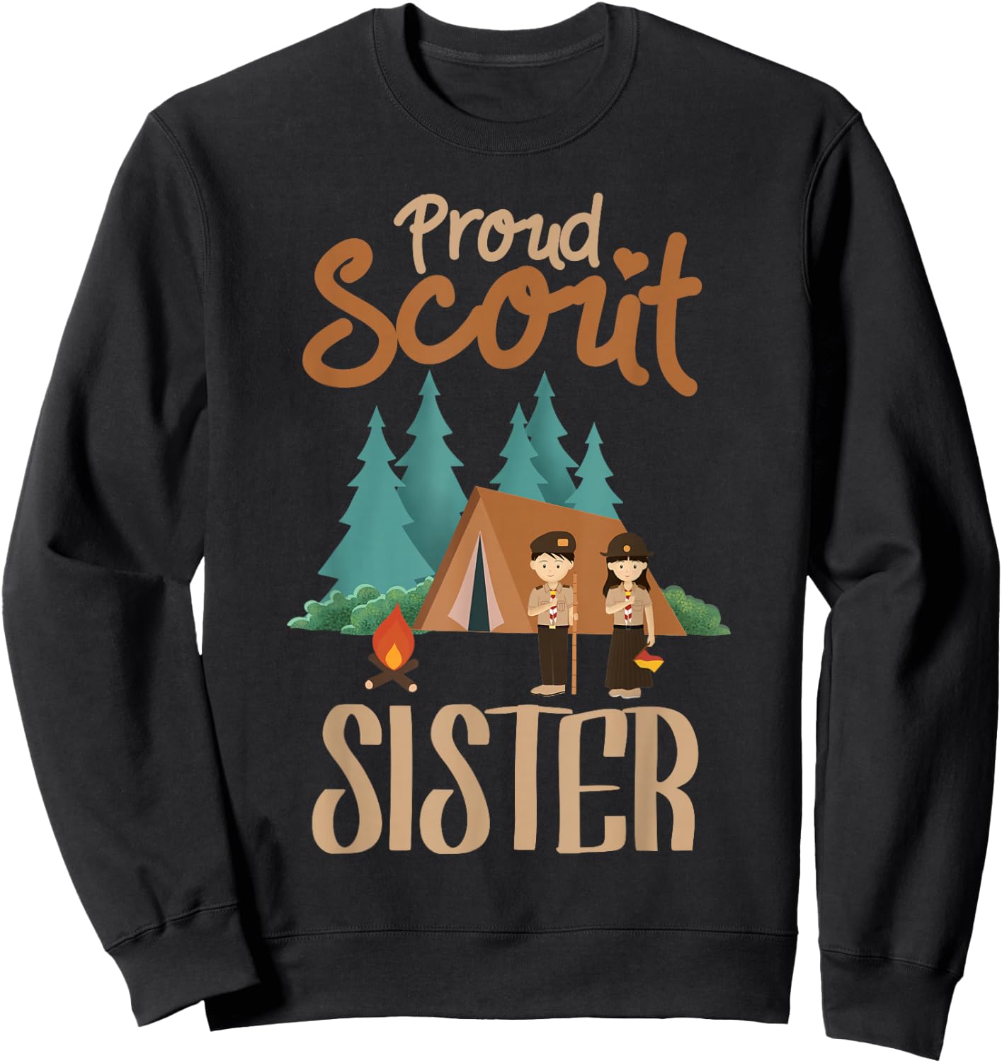 Proud Scout Sister Camping Scout Scouting Leader Adventure Sweatshirt - Sweatshirt | Black